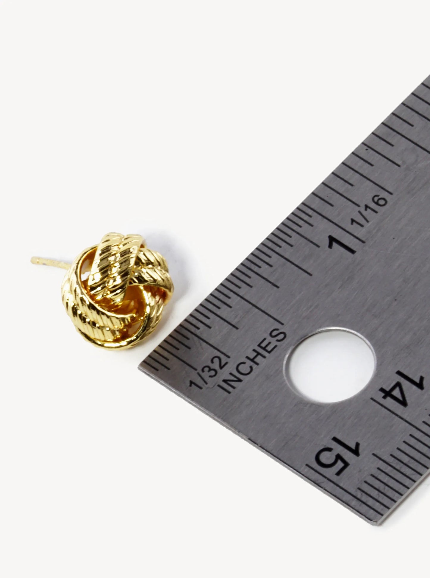 18K Gold Dipped 11mm Textured Brass Love Knot Stud Earrings