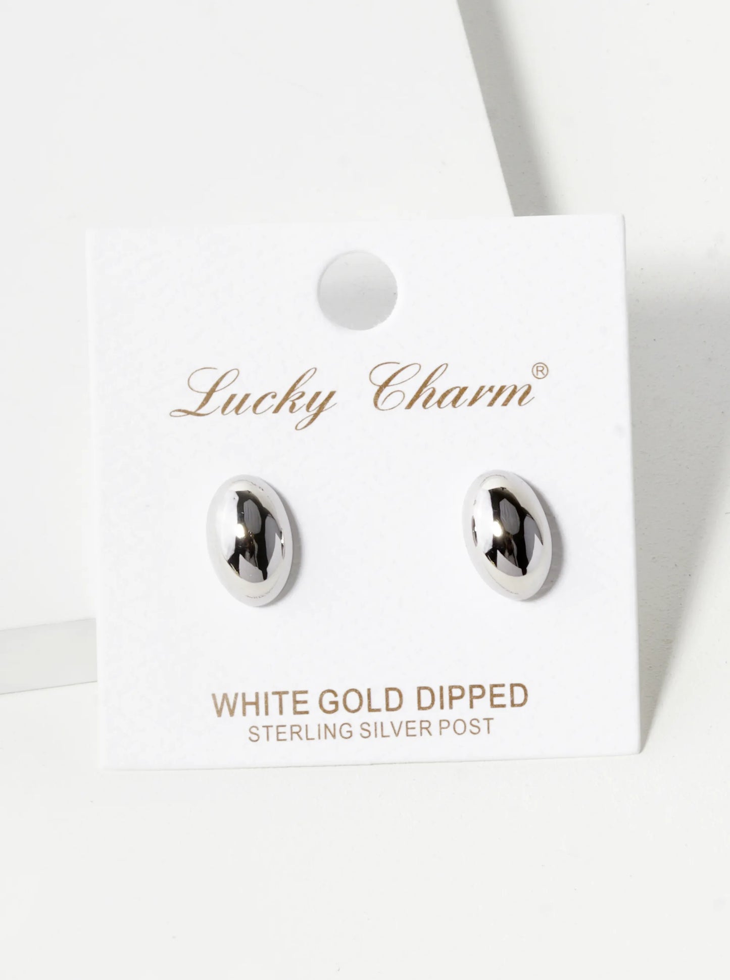 18K Gold Dipped 12mm Brass Puffy Oval Sterling Silver Post Stud Earrings