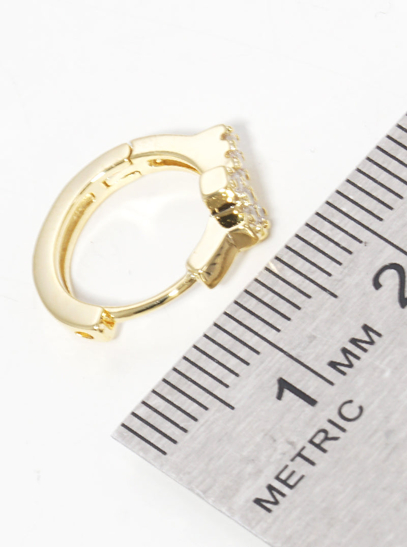 18K Gold Dipped 12mm CZ Pave Cross Huggie Earrings