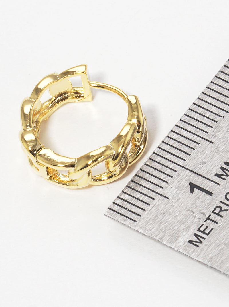 18K Gold Dipped 12mm Chain Huggie Hoop Earrings