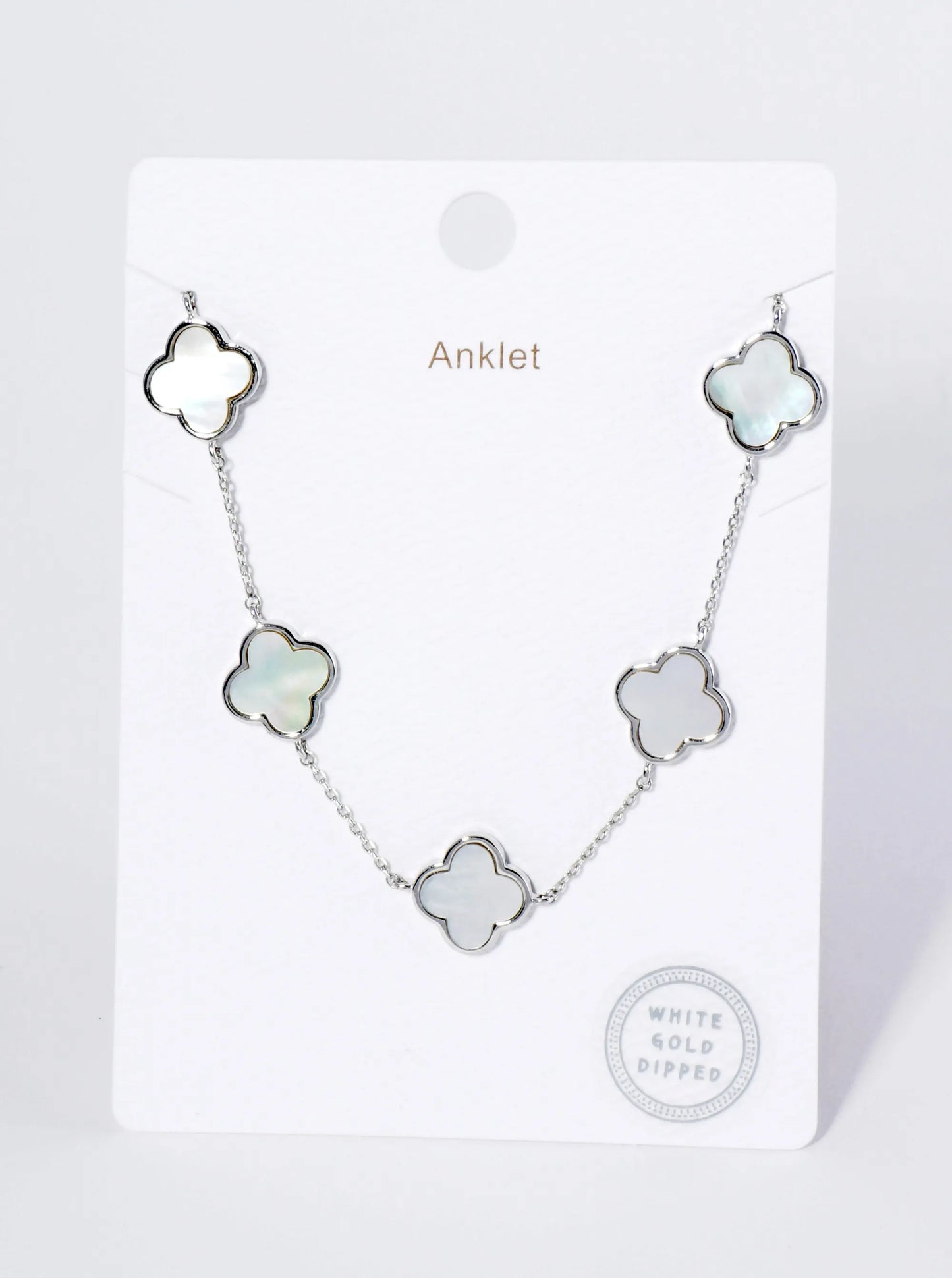 18K Gold Dipped 12mm Five Quatrefoil Brass Chain Anklet