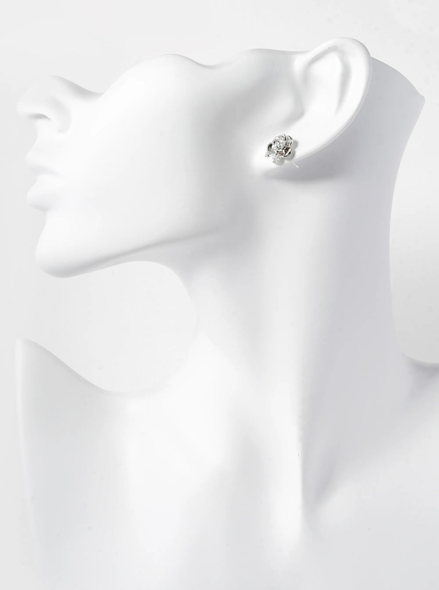 18K Gold Dipped 12mm Floral Brass Rose Sterling Silver Post Stud Earrings