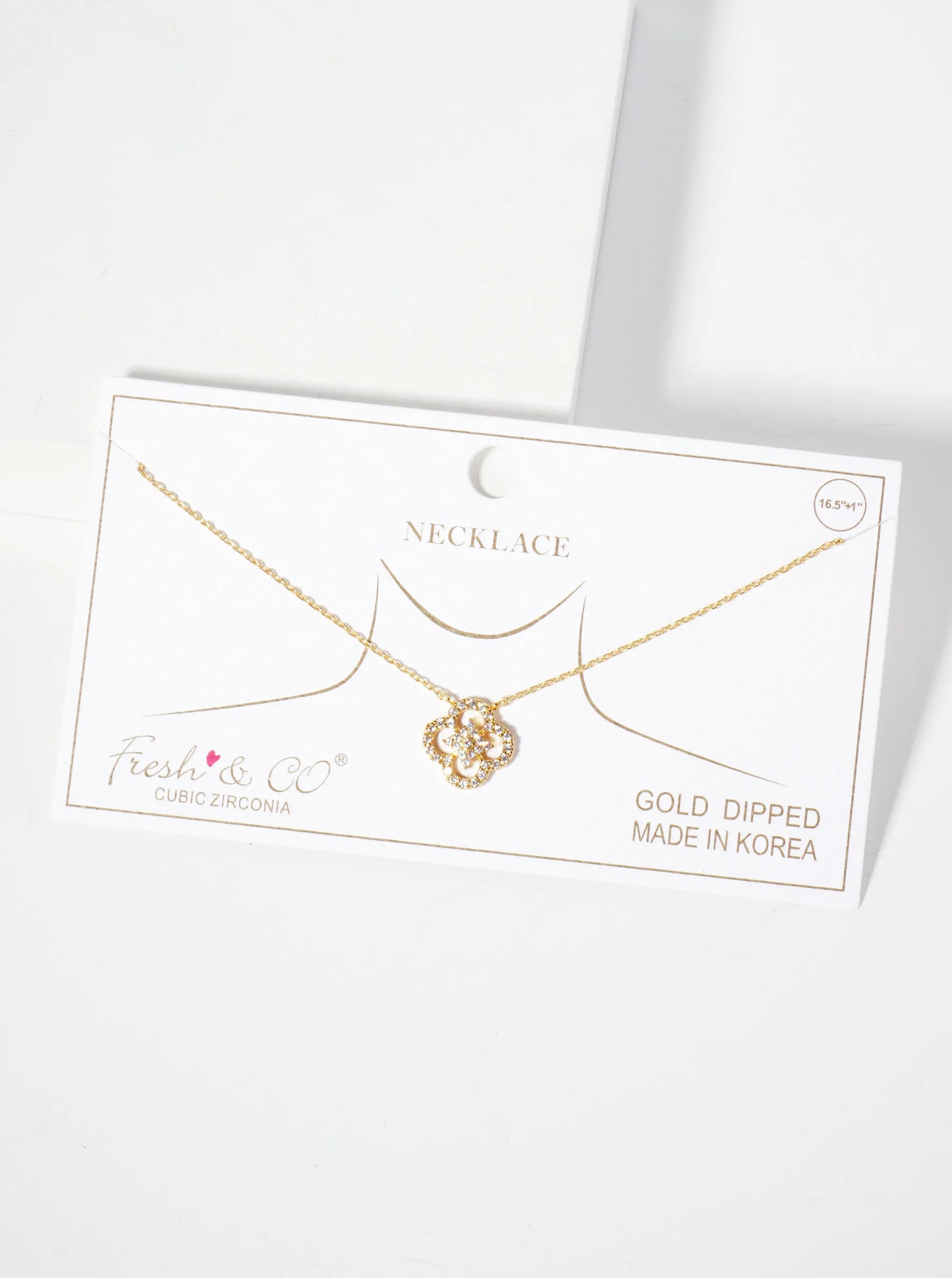 18K-Gold-Dipped 12mm Pave-Set Cubic-Zirconia Quatrefoil Pendant Necklace