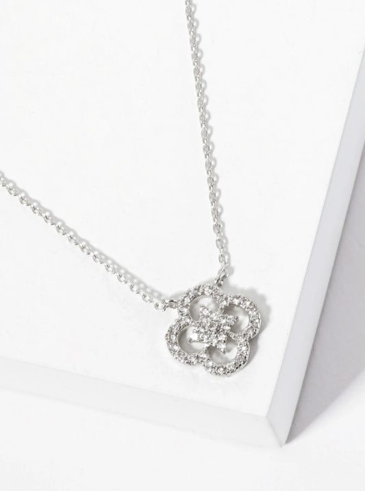 18K-Gold-Dipped 12mm Pave-Set Cubic-Zirconia Quatrefoil Pendant Necklace