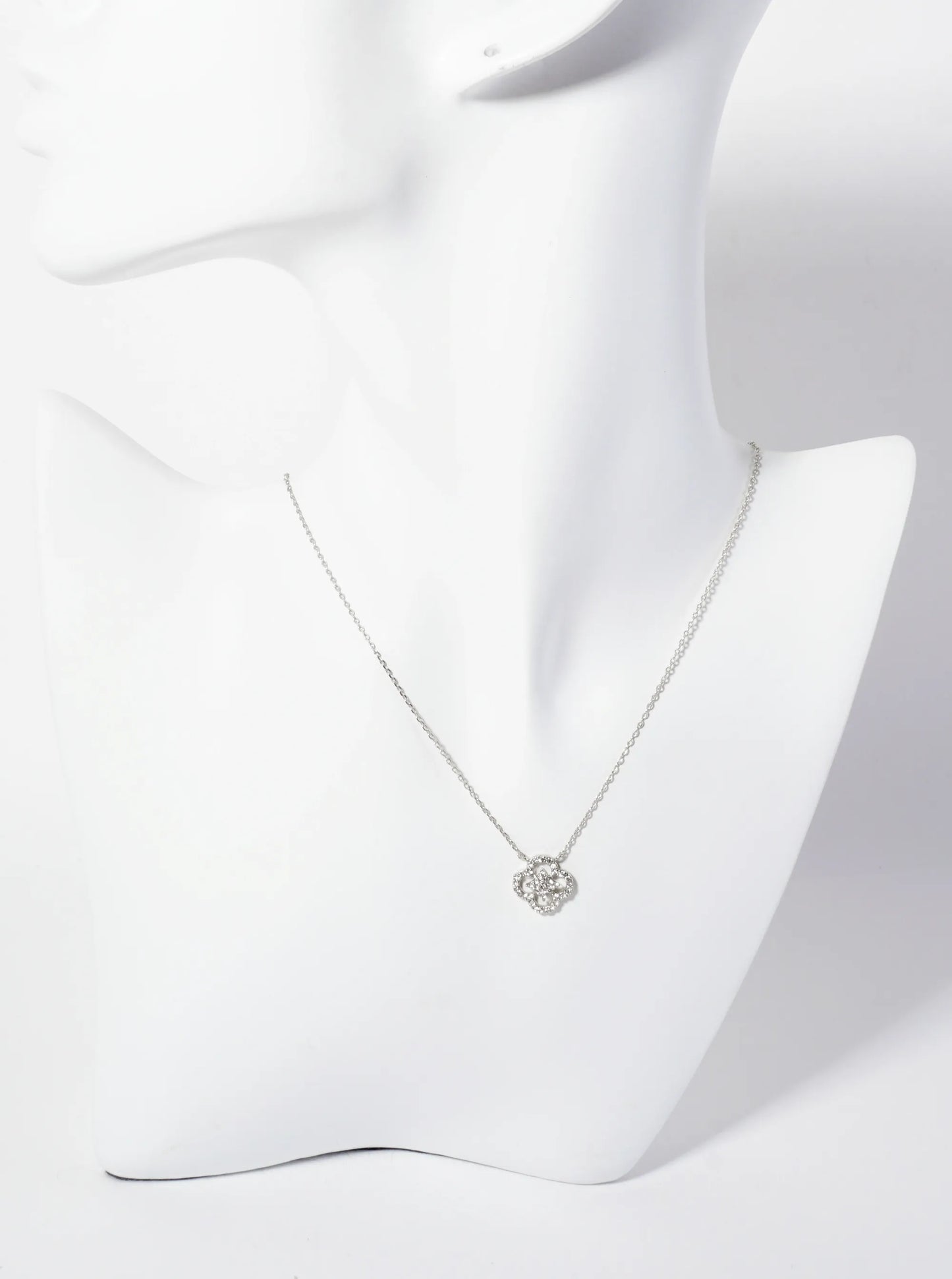 18K-Gold-Dipped 12mm Pave-Set Cubic-Zirconia Quatrefoil Pendant Necklace
