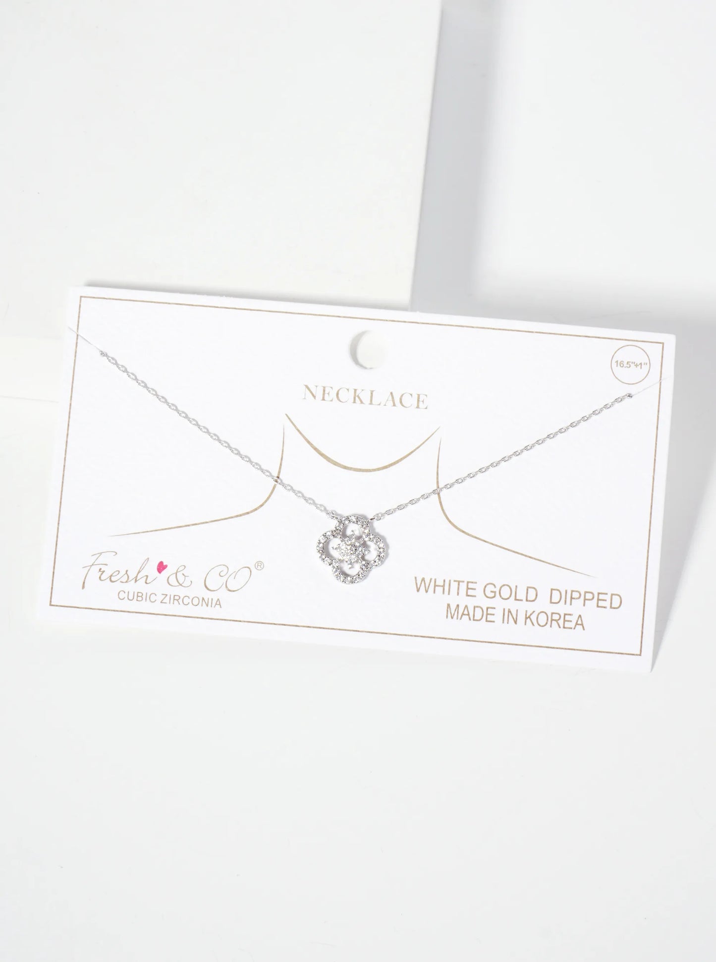 18K-Gold-Dipped 12mm Pave-Set Cubic-Zirconia Quatrefoil Pendant Necklace