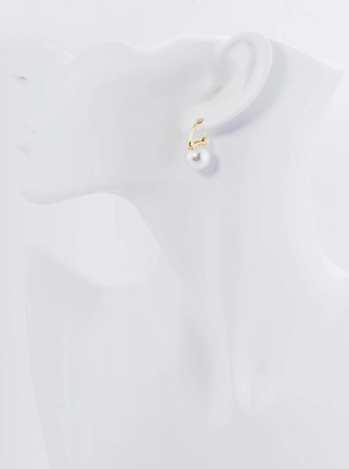 18K Gold Dipped 12mm Pearl Drop Pin Catch Earrings