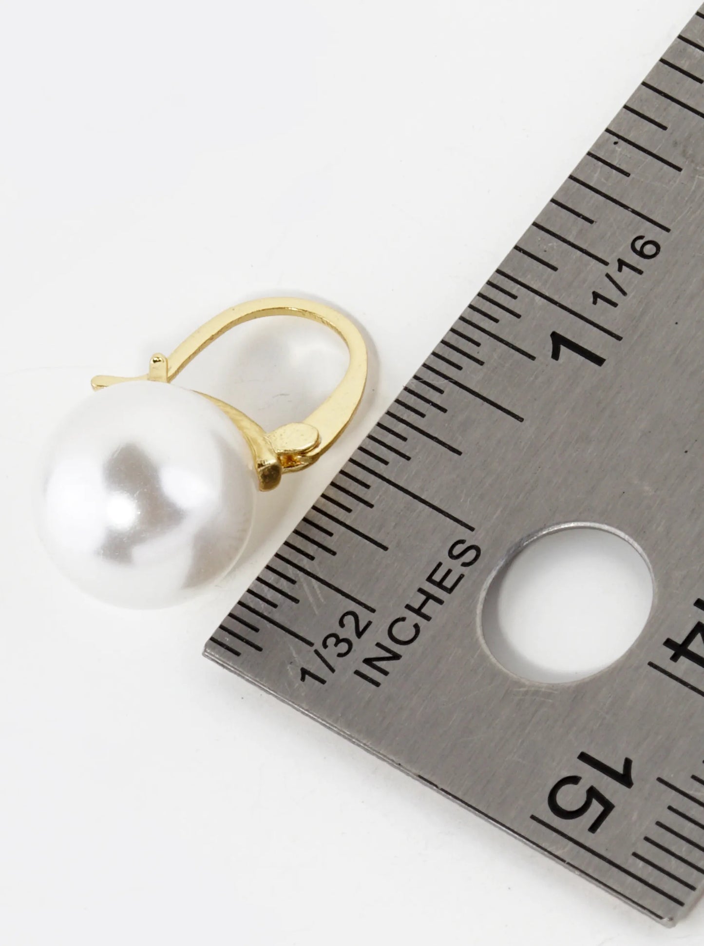 18K Gold Dipped 12mm Pearl Drop Pin Catch Earrings