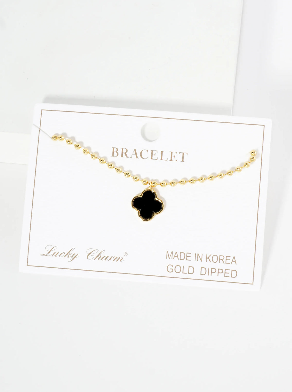 18K Gold Dipped 12mm Quatrefoil Charm Ball Chain Bracelet