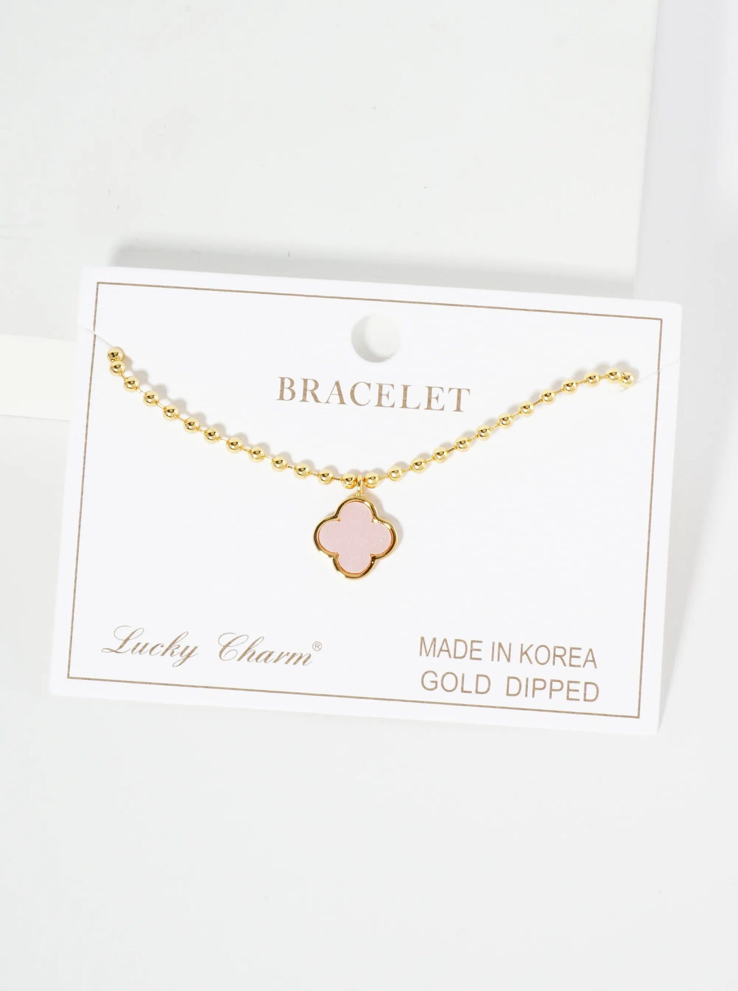 18K Gold Dipped 12mm Quatrefoil Charm Ball Chain Bracelet