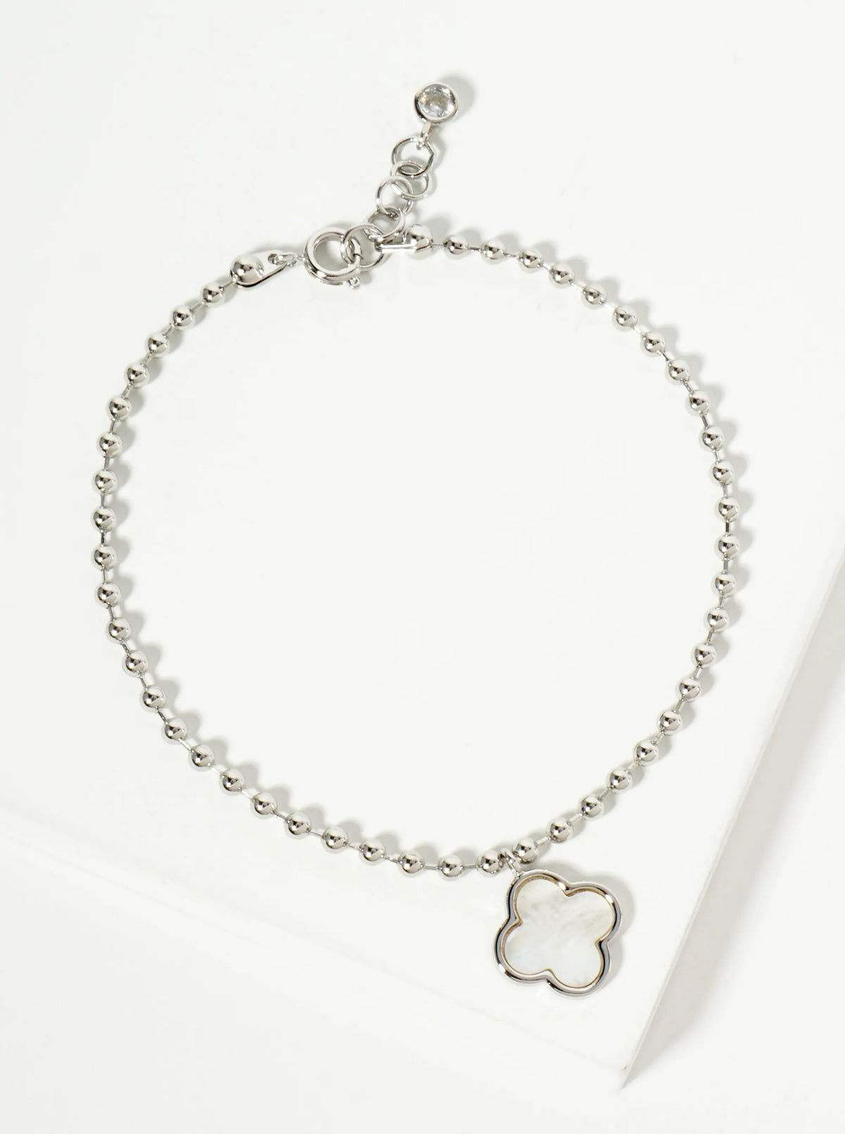 18K Gold Dipped 12mm Quatrefoil Charm Ball Chain Bracelet