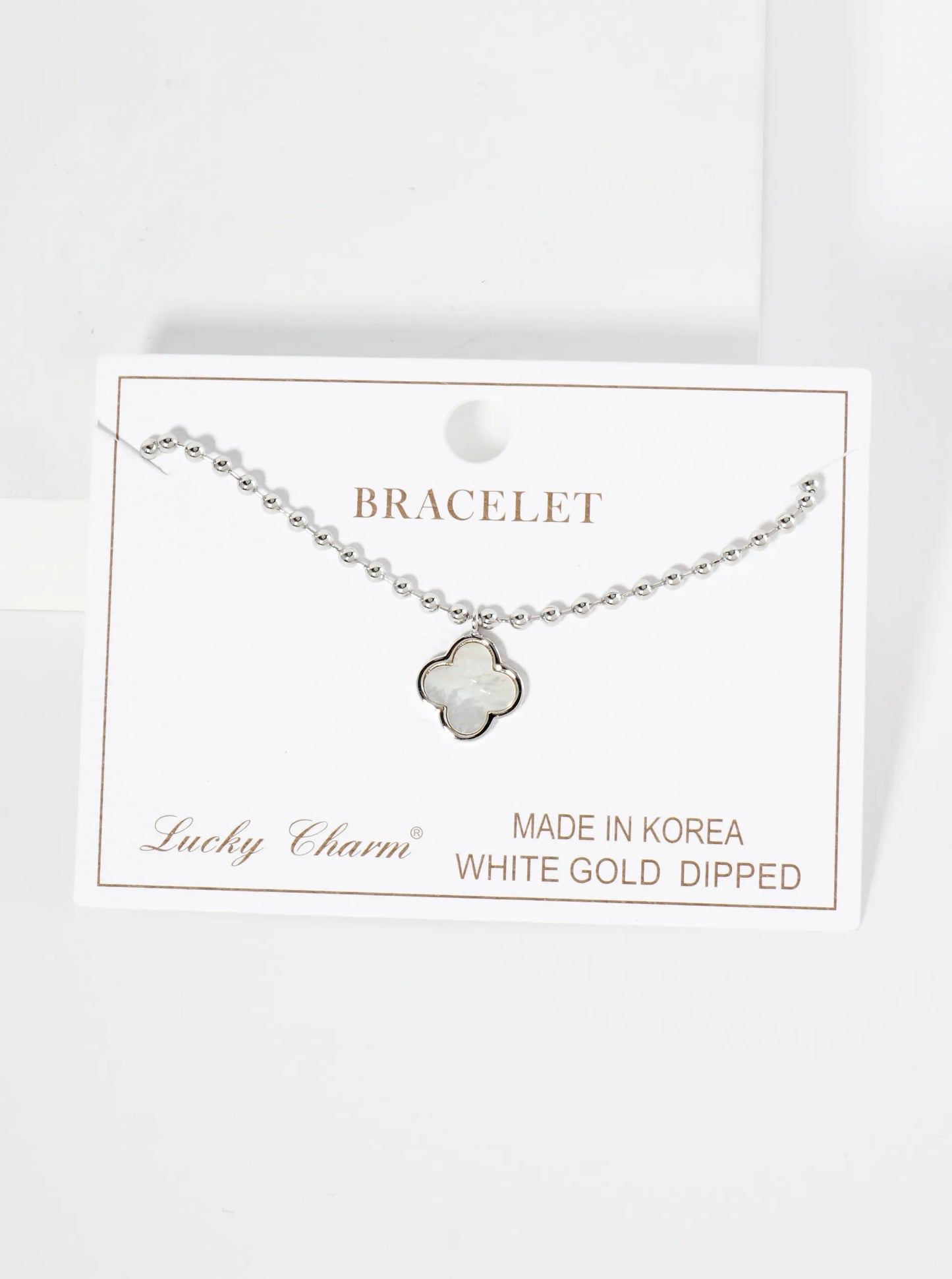 18K Gold Dipped 12mm Quatrefoil Charm Ball Chain Bracelet