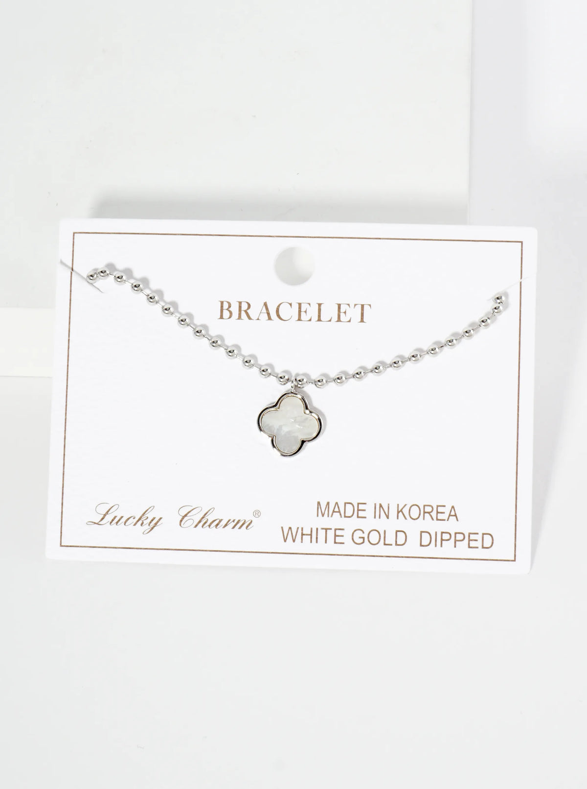 18K Gold Dipped 12mm Quatrefoil Charm Ball Chain Bracelet