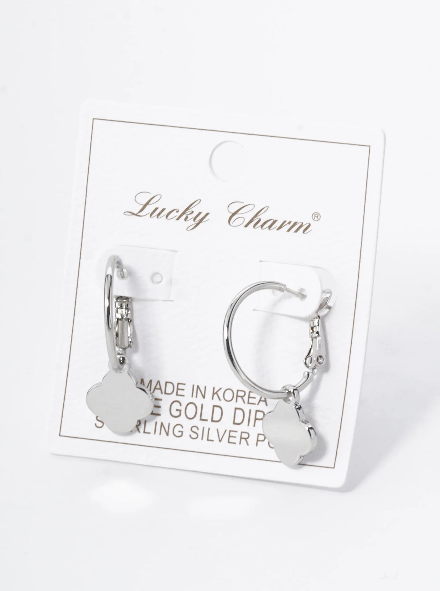 18K Gold Dipped 12mm Quatrefoil Drop 20mm Leverback Hoop Earrings