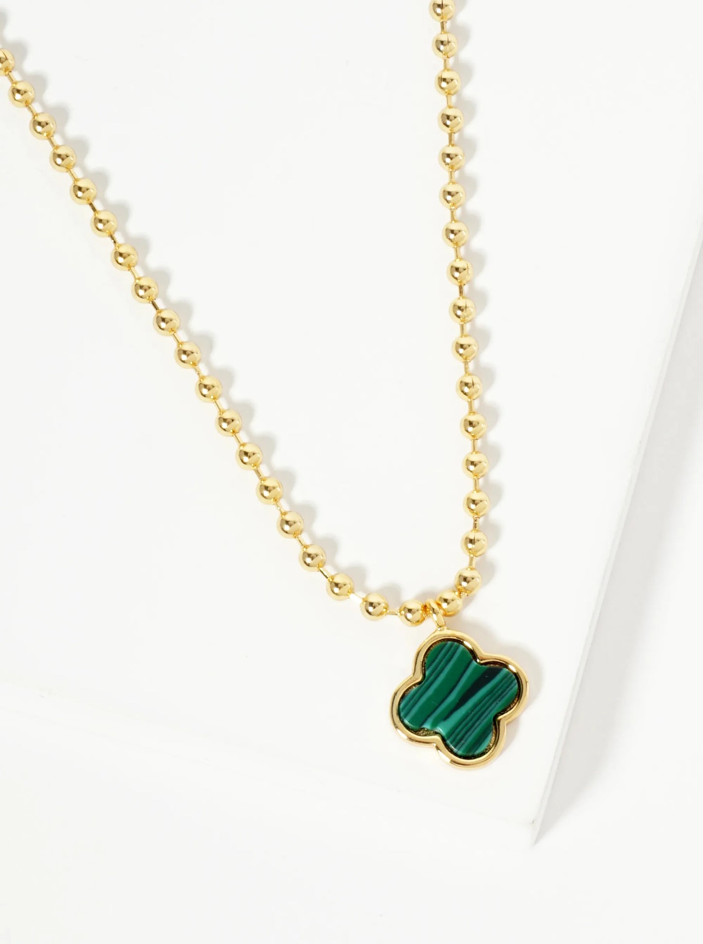 18K Gold Dipped 12mm Quatrefoil Pendant Ball Chain Necklace