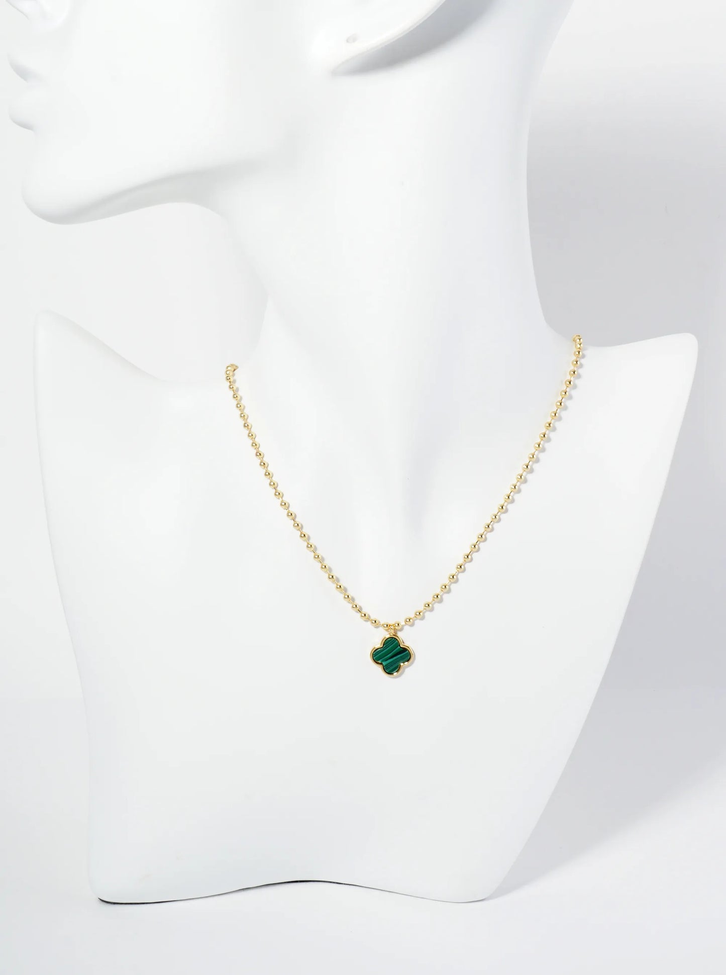 18K Gold Dipped 12mm Quatrefoil Pendant Ball Chain Necklace