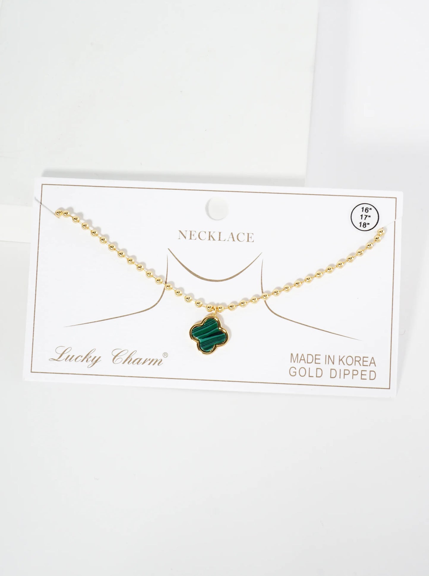 18K Gold Dipped 12mm Quatrefoil Pendant Ball Chain Necklace