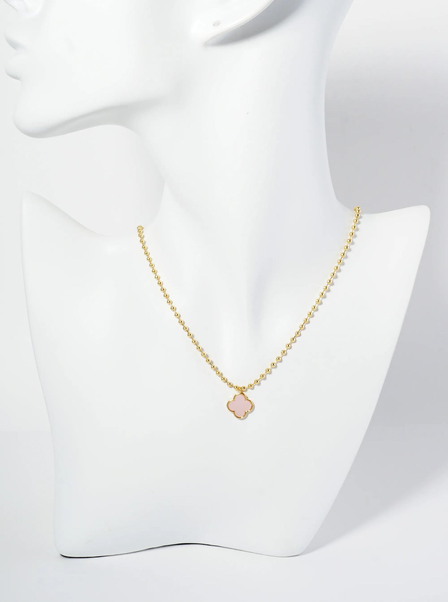 18K Gold Dipped 12mm Quatrefoil Pendant Ball Chain Necklace