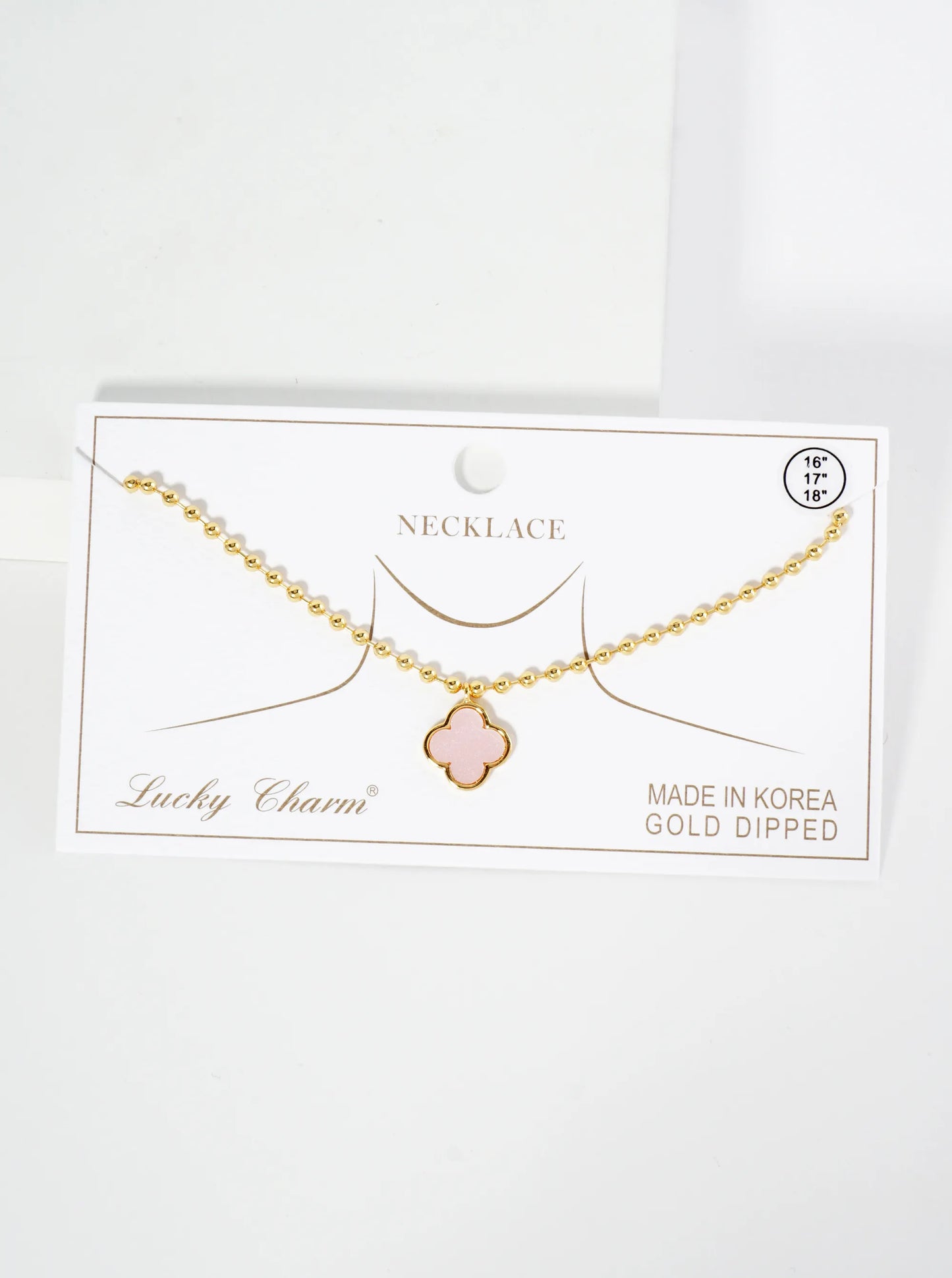18K Gold Dipped 12mm Quatrefoil Pendant Ball Chain Necklace