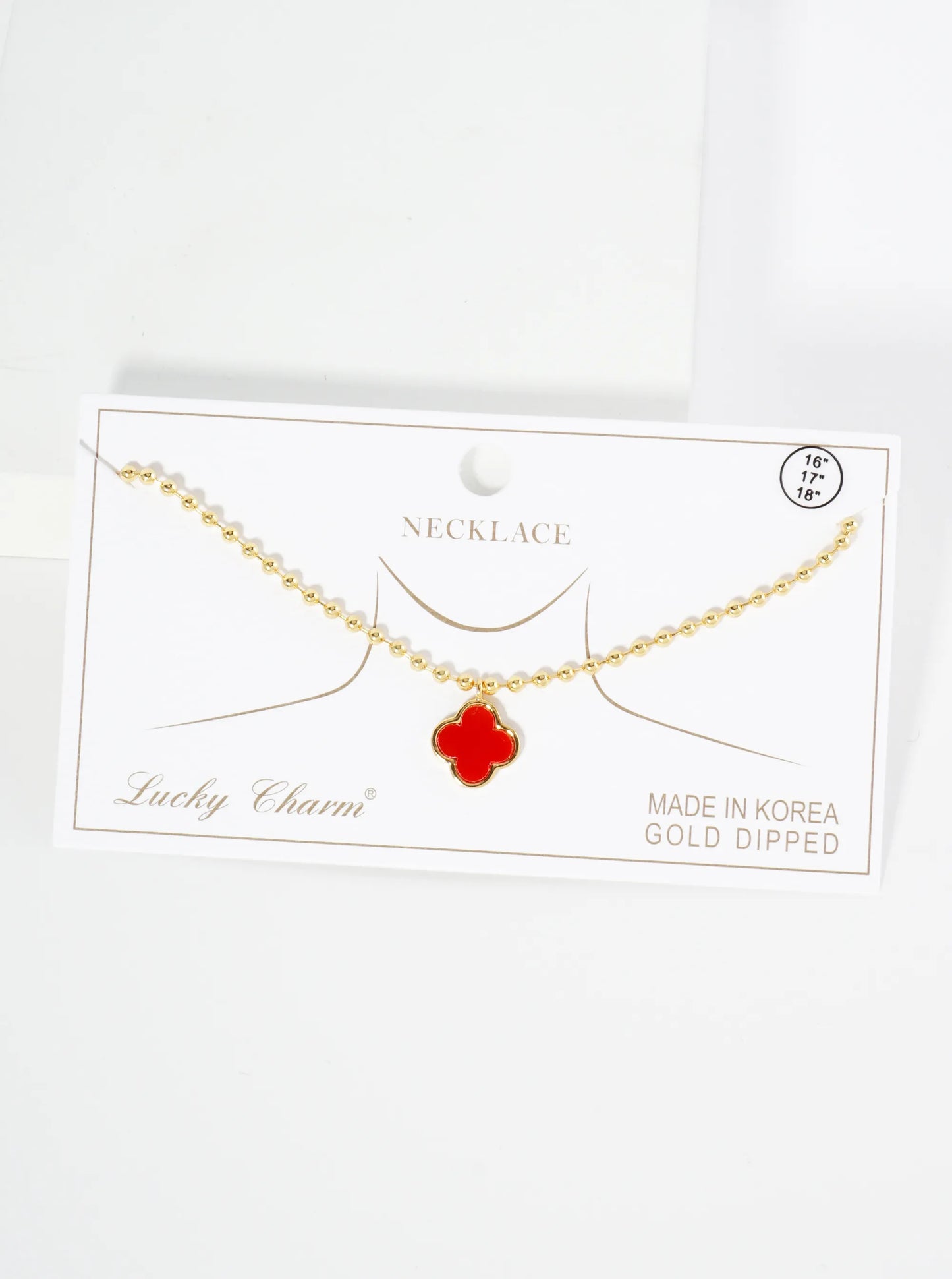 18K Gold Dipped 12mm Quatrefoil Pendant Ball Chain Necklace