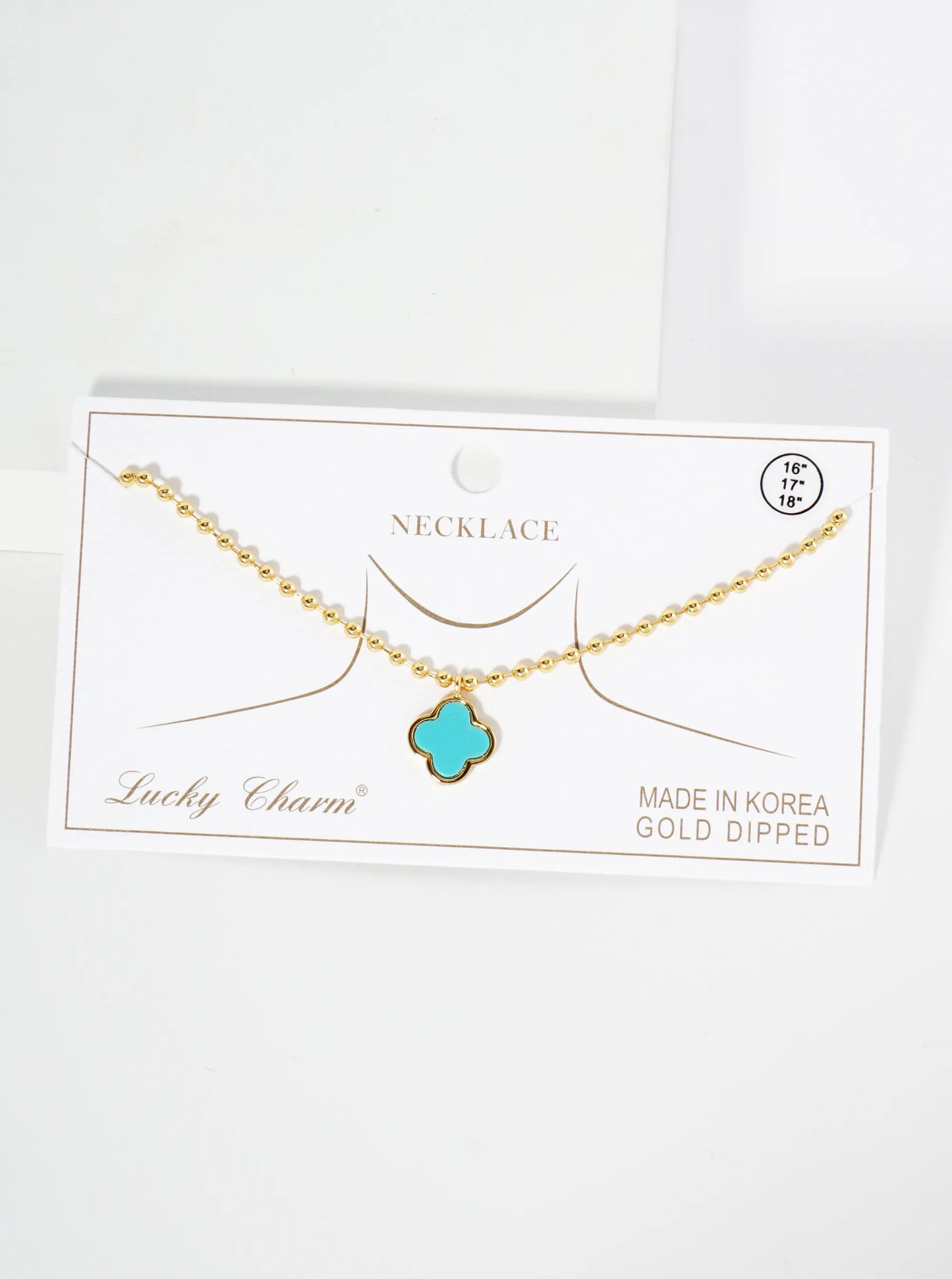 18K Gold Dipped 12mm Quatrefoil Pendant Ball Chain Necklace