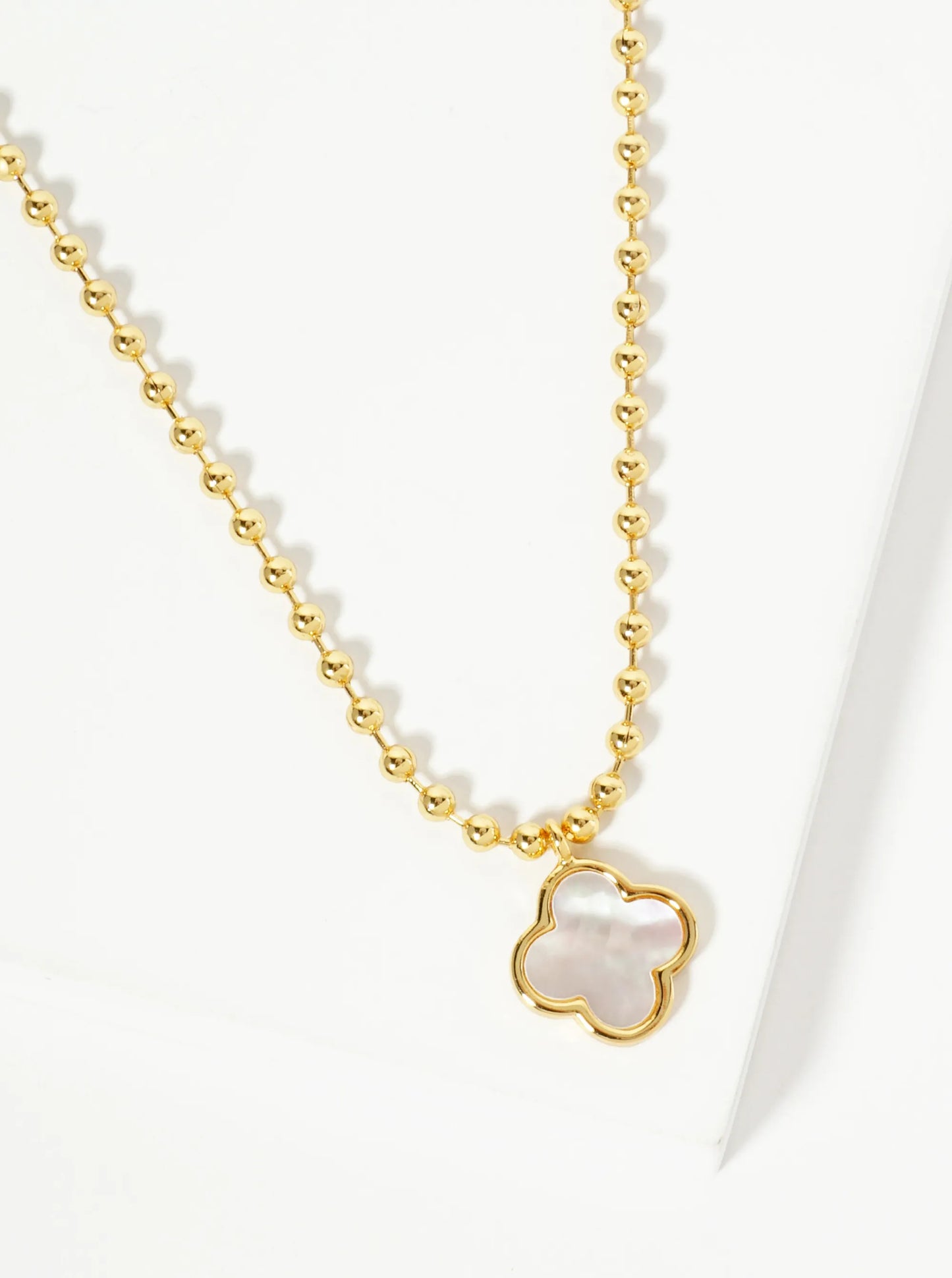 18K Gold Dipped 12mm Quatrefoil Pendant Ball Chain Necklace