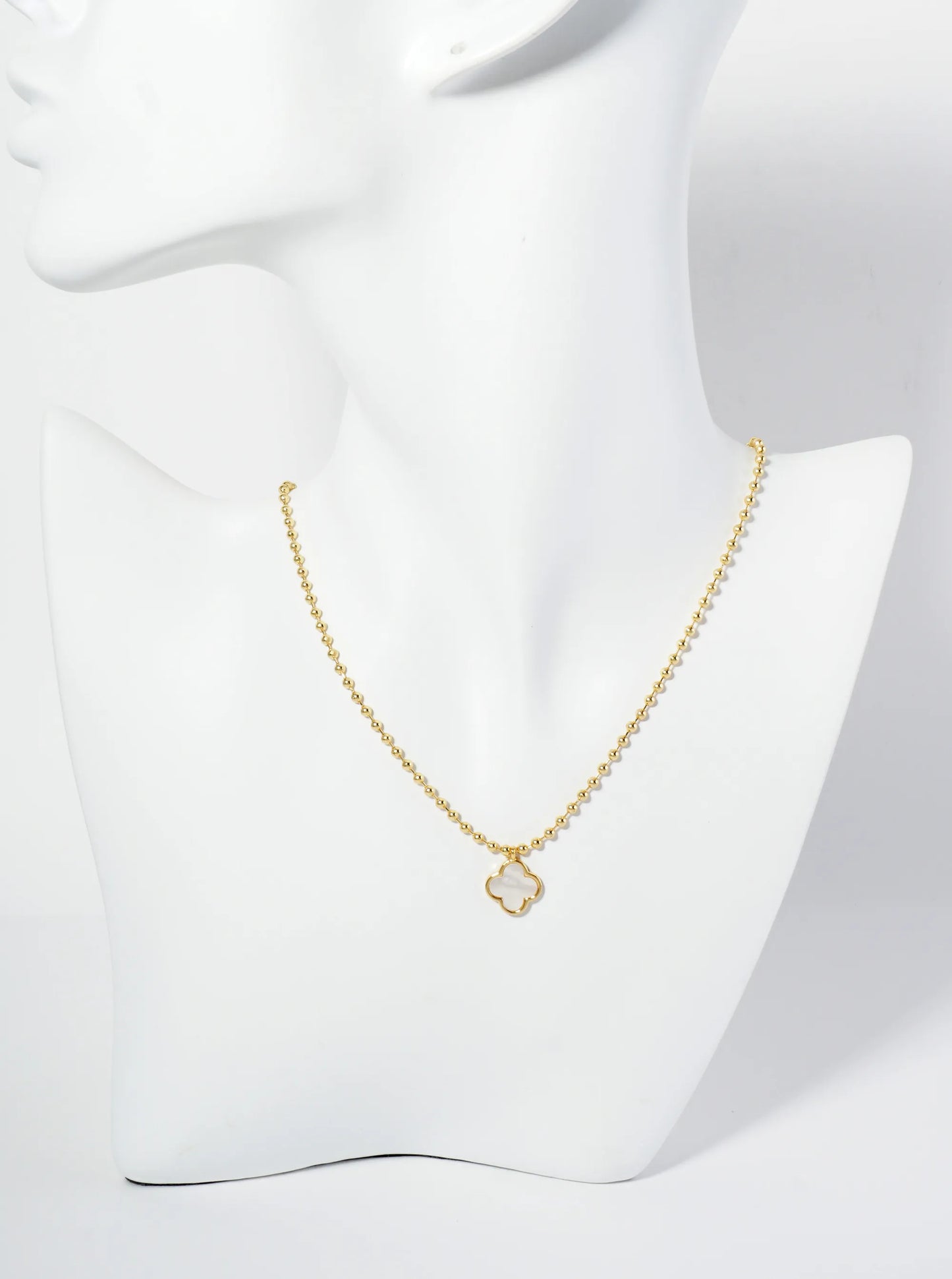 18K Gold Dipped 12mm Quatrefoil Pendant Ball Chain Necklace