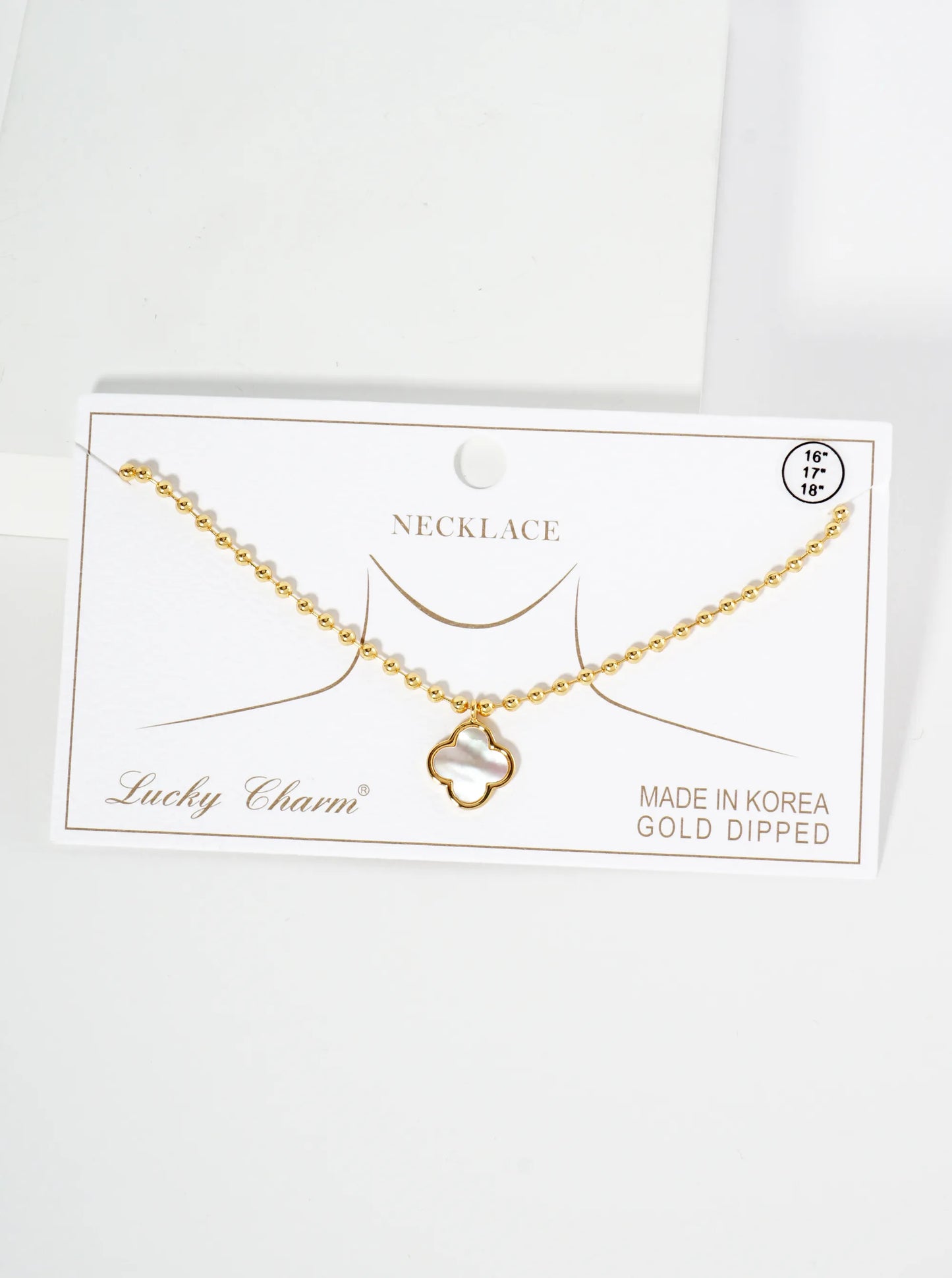 18K Gold Dipped 12mm Quatrefoil Pendant Ball Chain Necklace