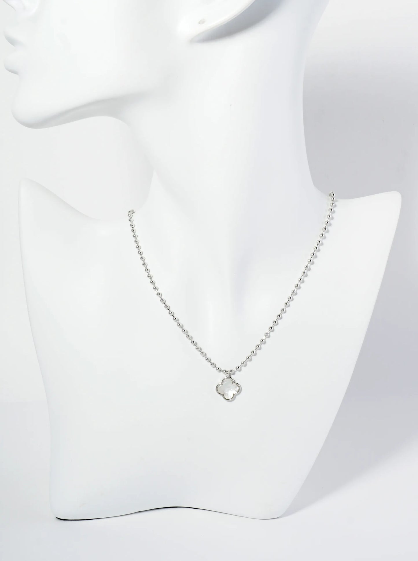 18K Gold Dipped 12mm Quatrefoil Pendant Ball Chain Necklace