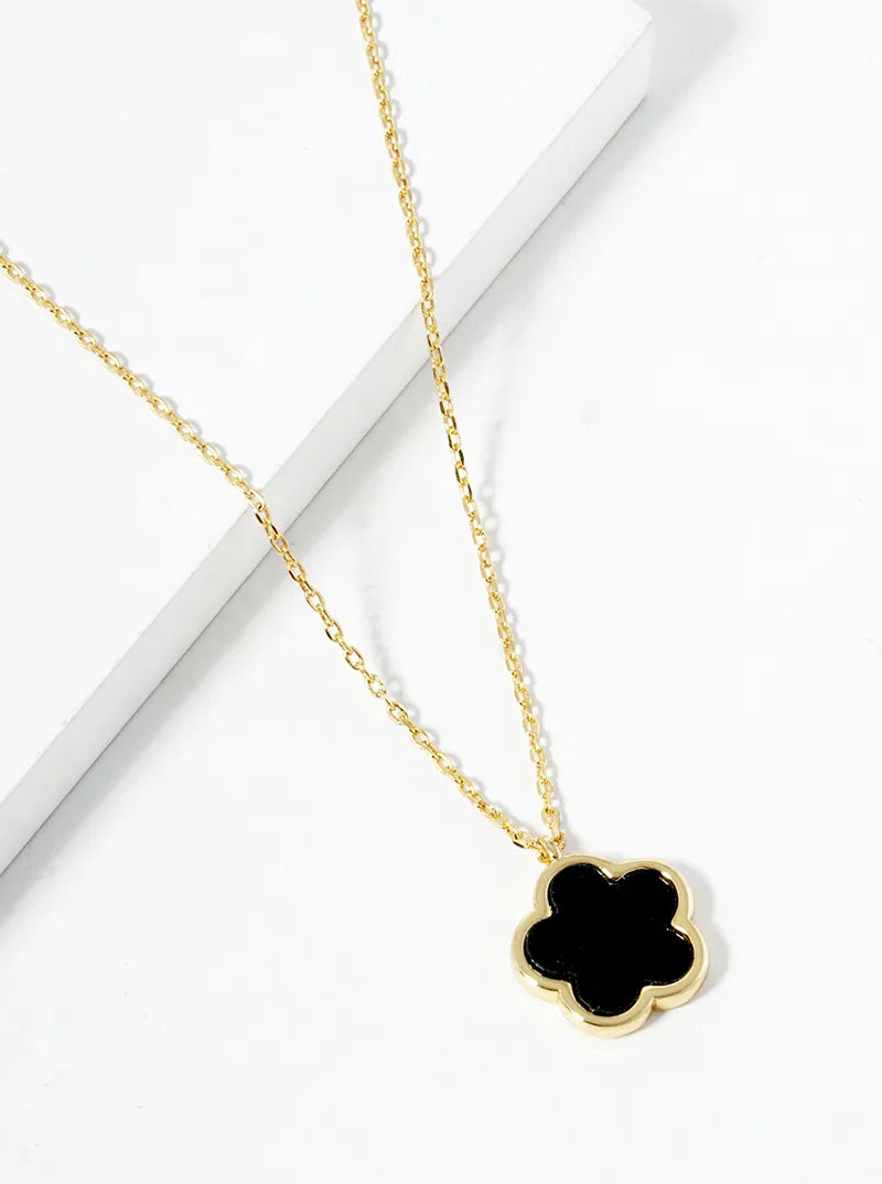 18K Gold Dipped 12mm Semi-Precious Flower Pendant Necklace