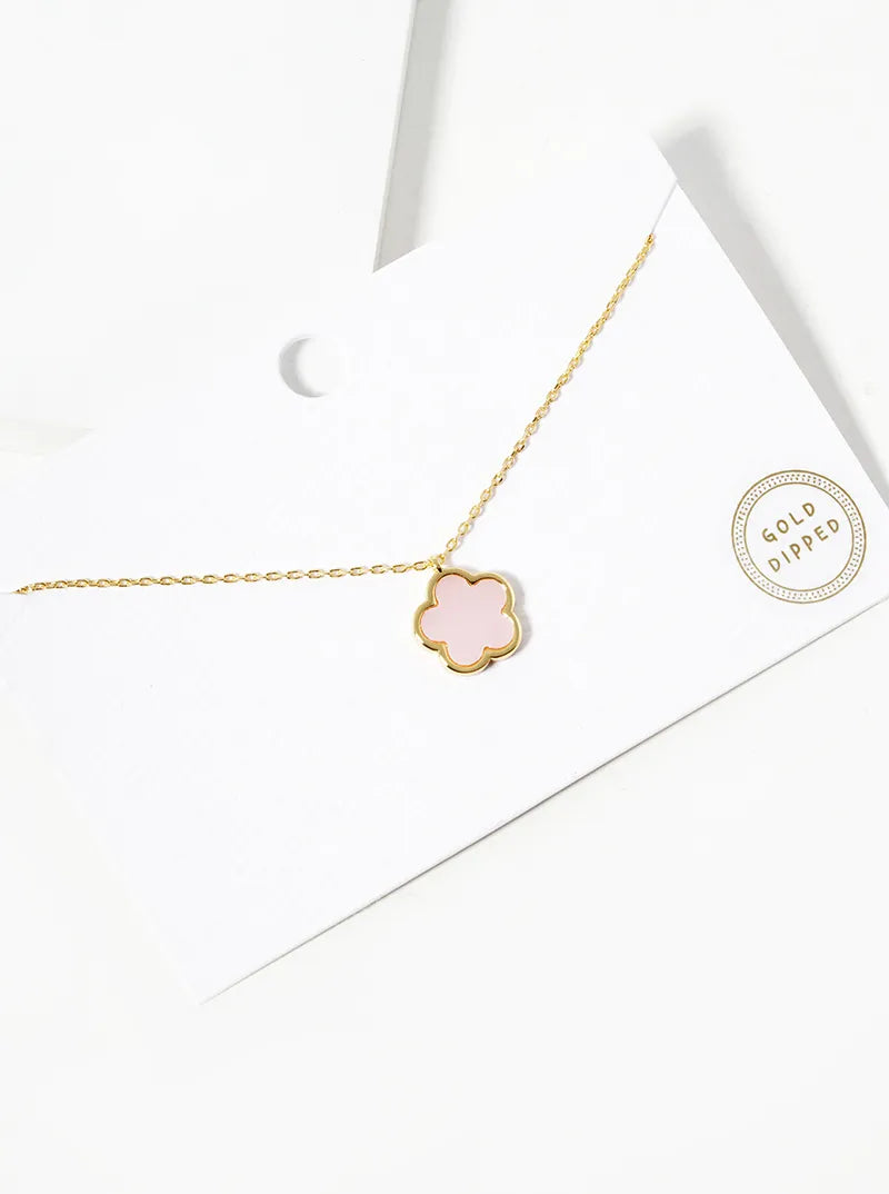 18K Gold Dipped 12mm Semi-Precious Flower Pendant Necklace