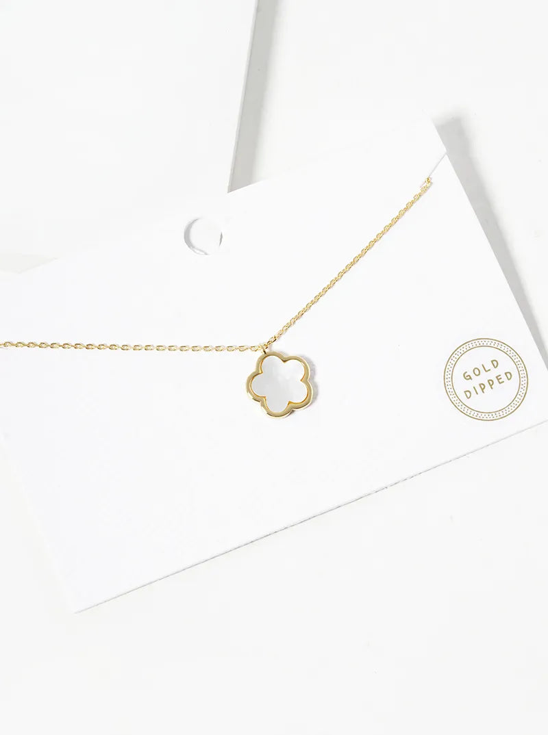 18K Gold Dipped 12mm Semi-Precious Flower Pendant Necklace