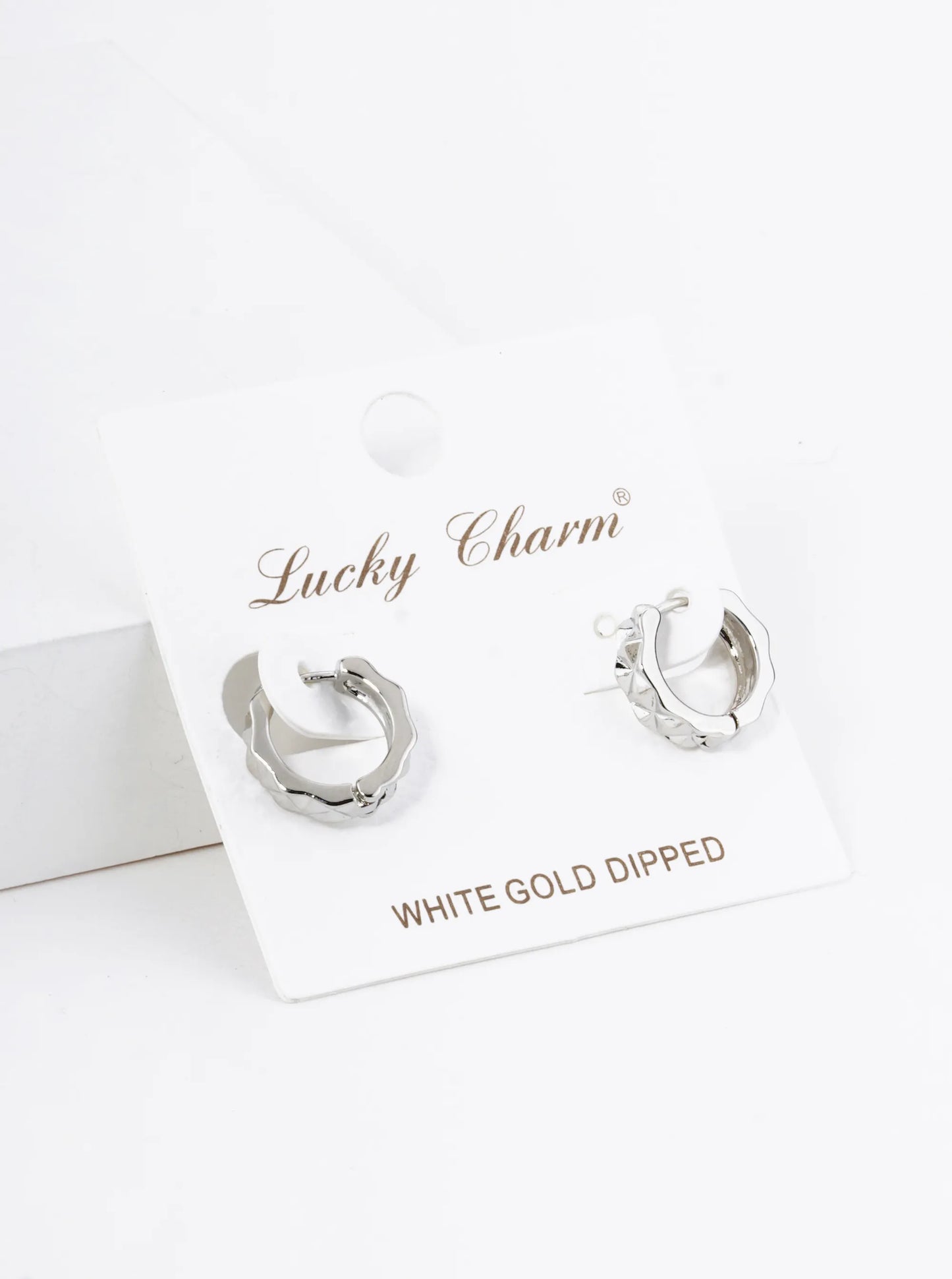 18K Gold Dipped 12mm Studded Brass Huggie Hoop Earrings