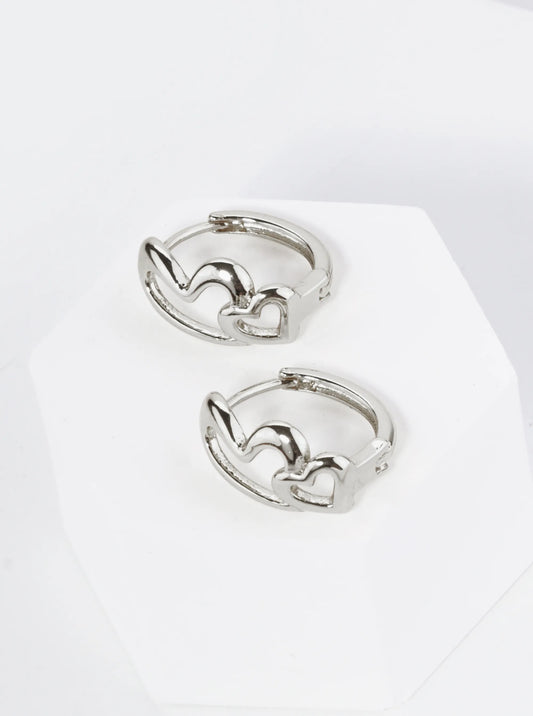 18K Gold Dipped 13mm Brass Heart Huggie Hoop Earrings