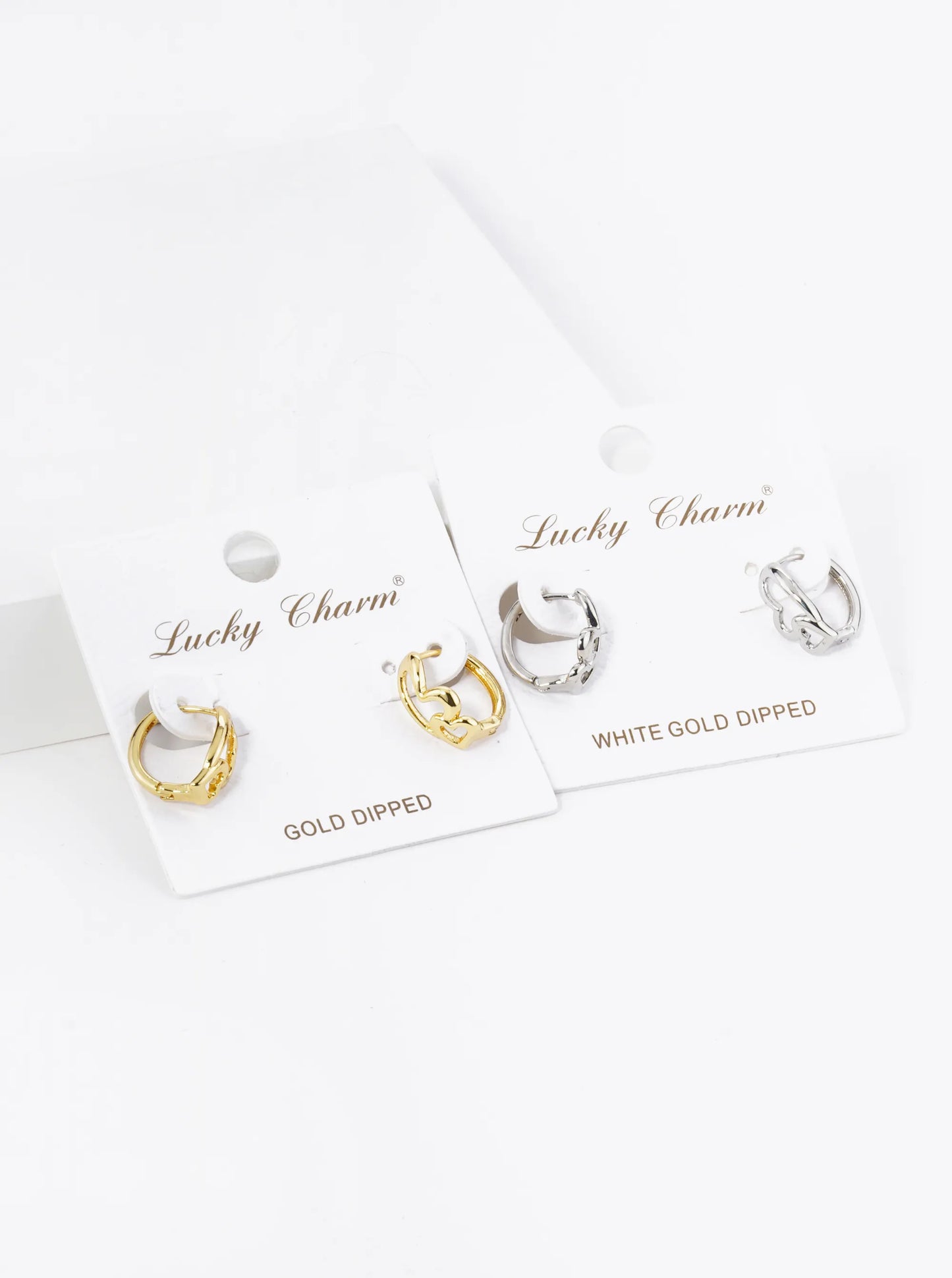 18K Gold Dipped 13mm Brass Heart Huggie Hoop Earrings