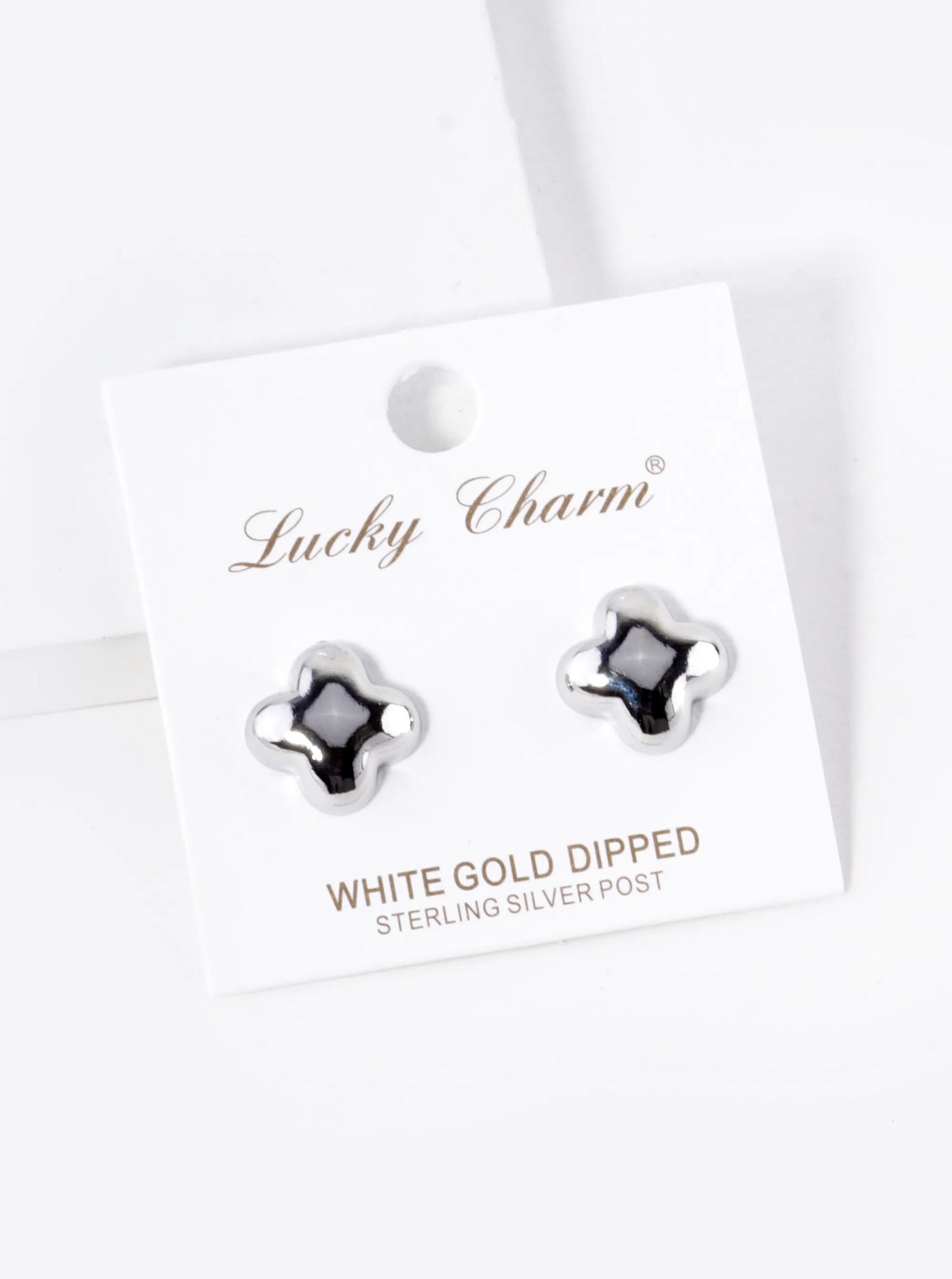 18K Gold Dipped 13mm Brass Puffy Quatrefoil Stud Earrings