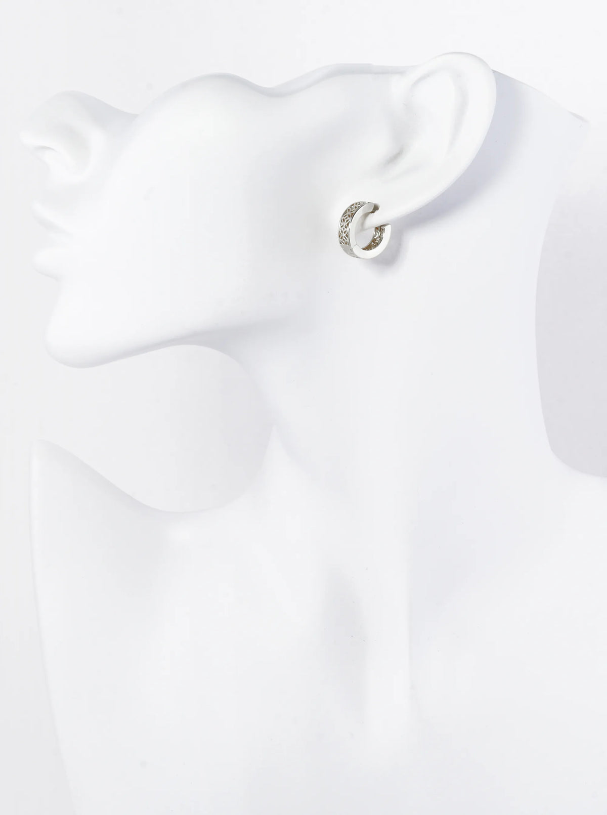 18K Gold Dipped 13mm Filigree Brass Huggie Hoop Earrings