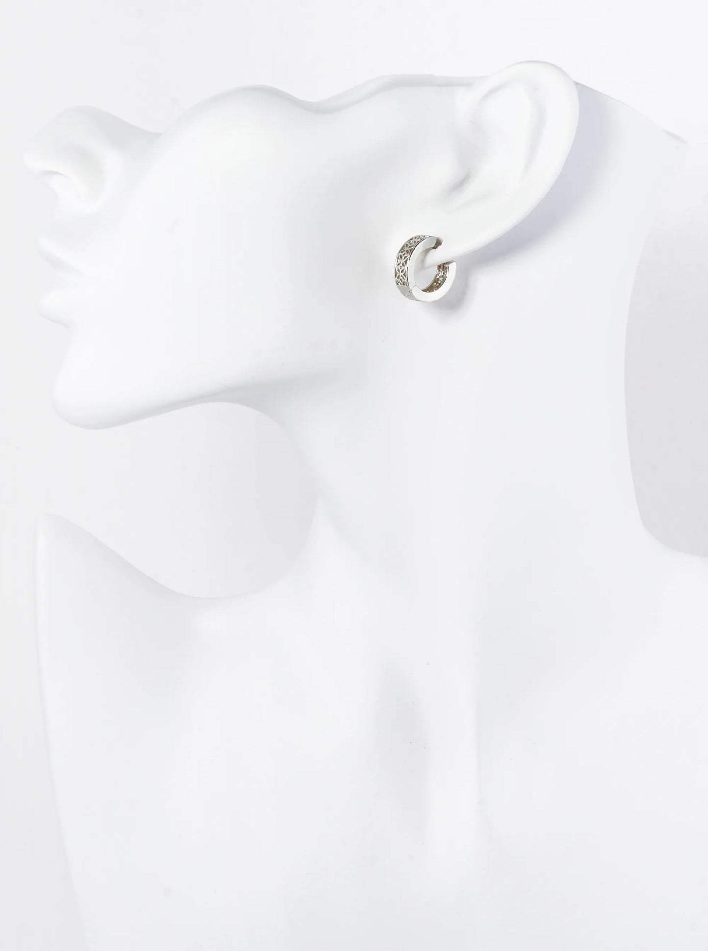 18K Gold Dipped 13mm Filigree Brass Huggie Hoop Earrings