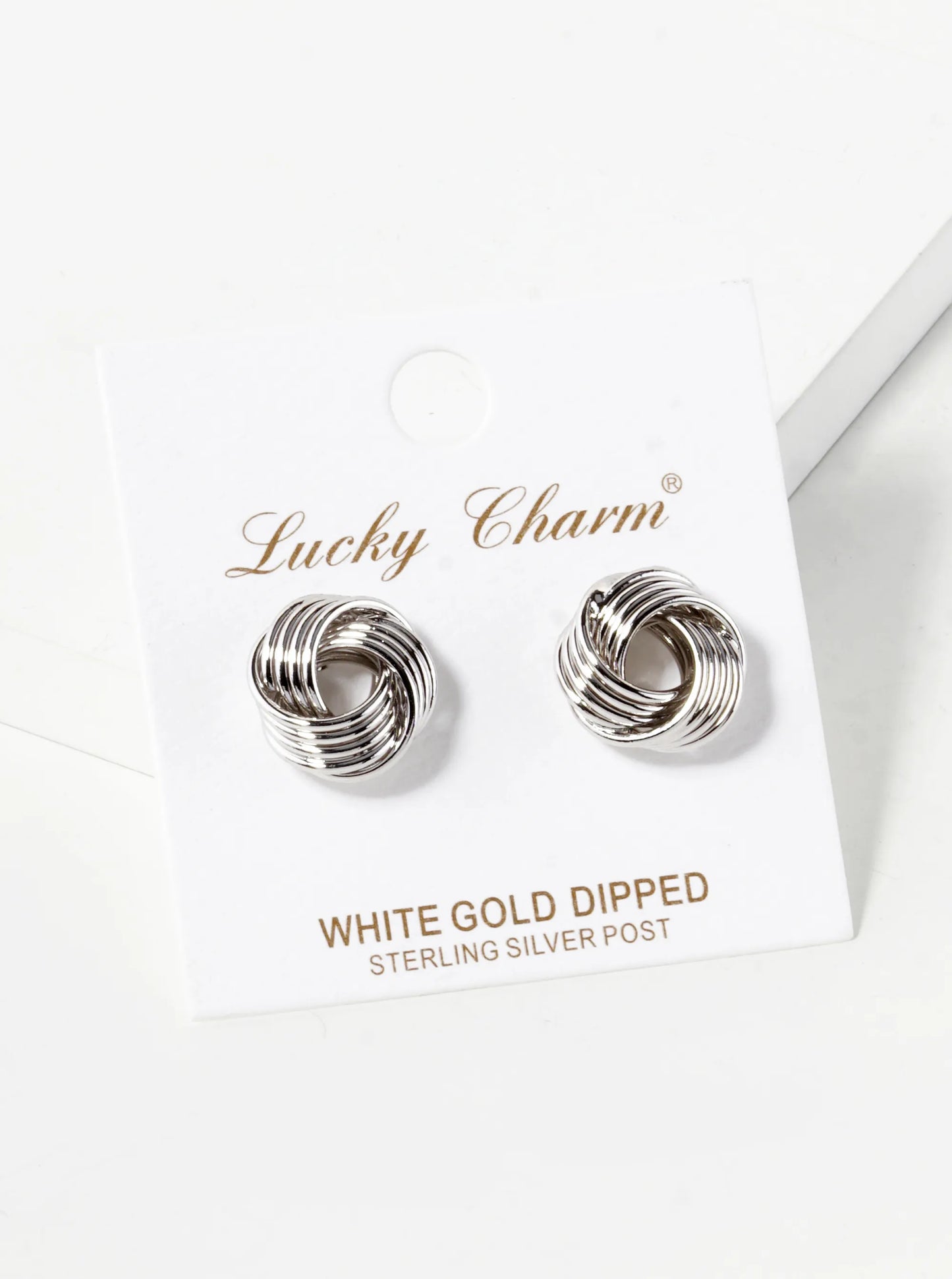 18K Gold Dipped 13mm Love Knot Stud Earrings