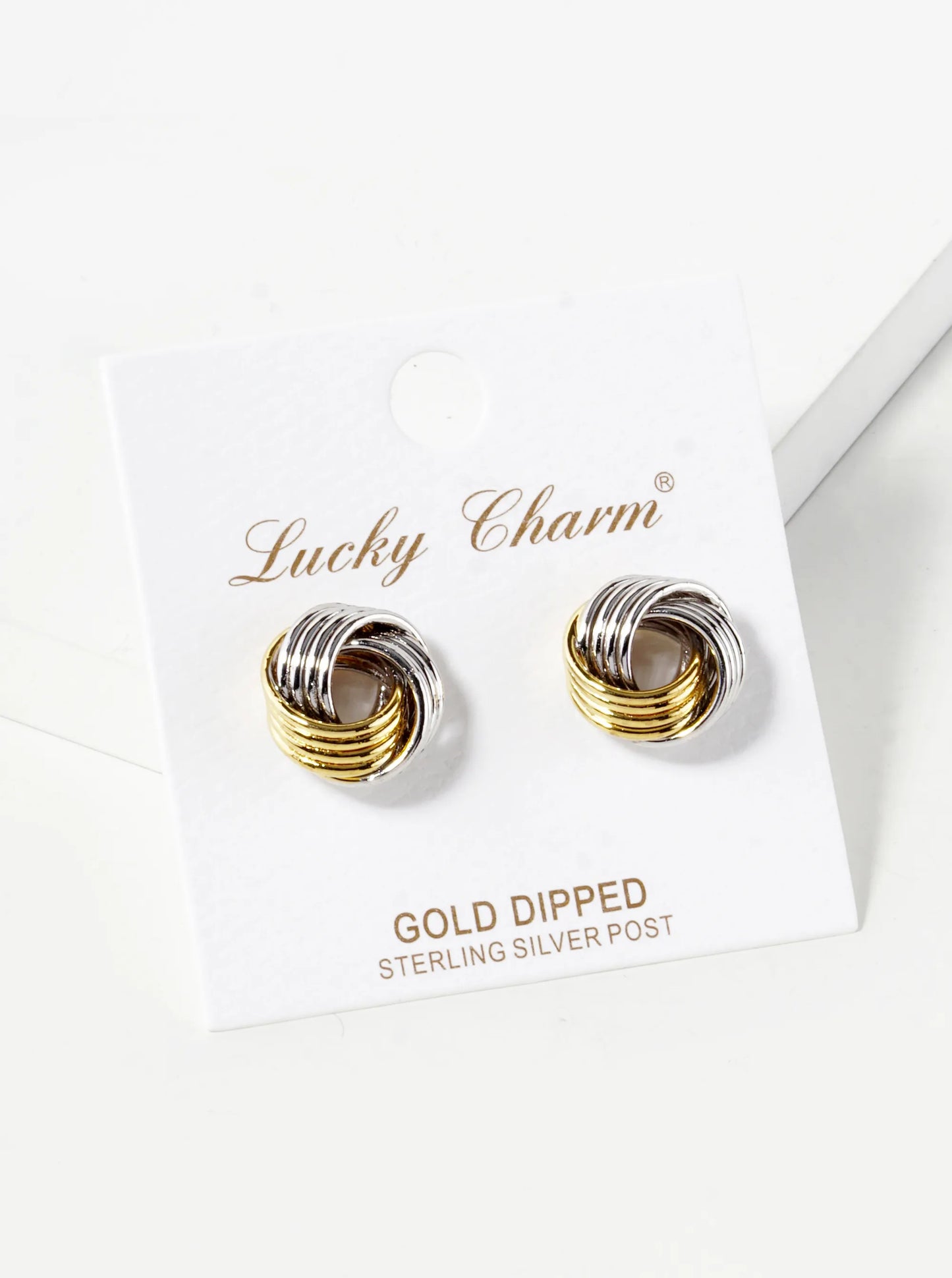 18K Gold Dipped 13mm Love Knot Stud Earrings