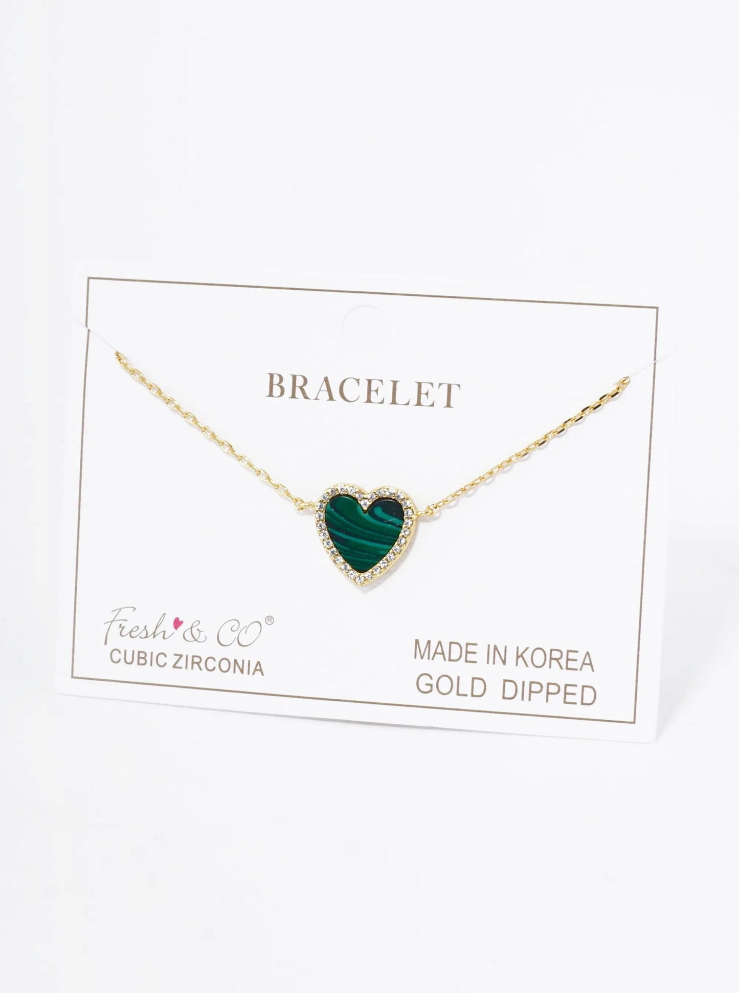 18K Gold Dipped 13mm Pave Set Cubic Zirconia Heart Chain Bracelet