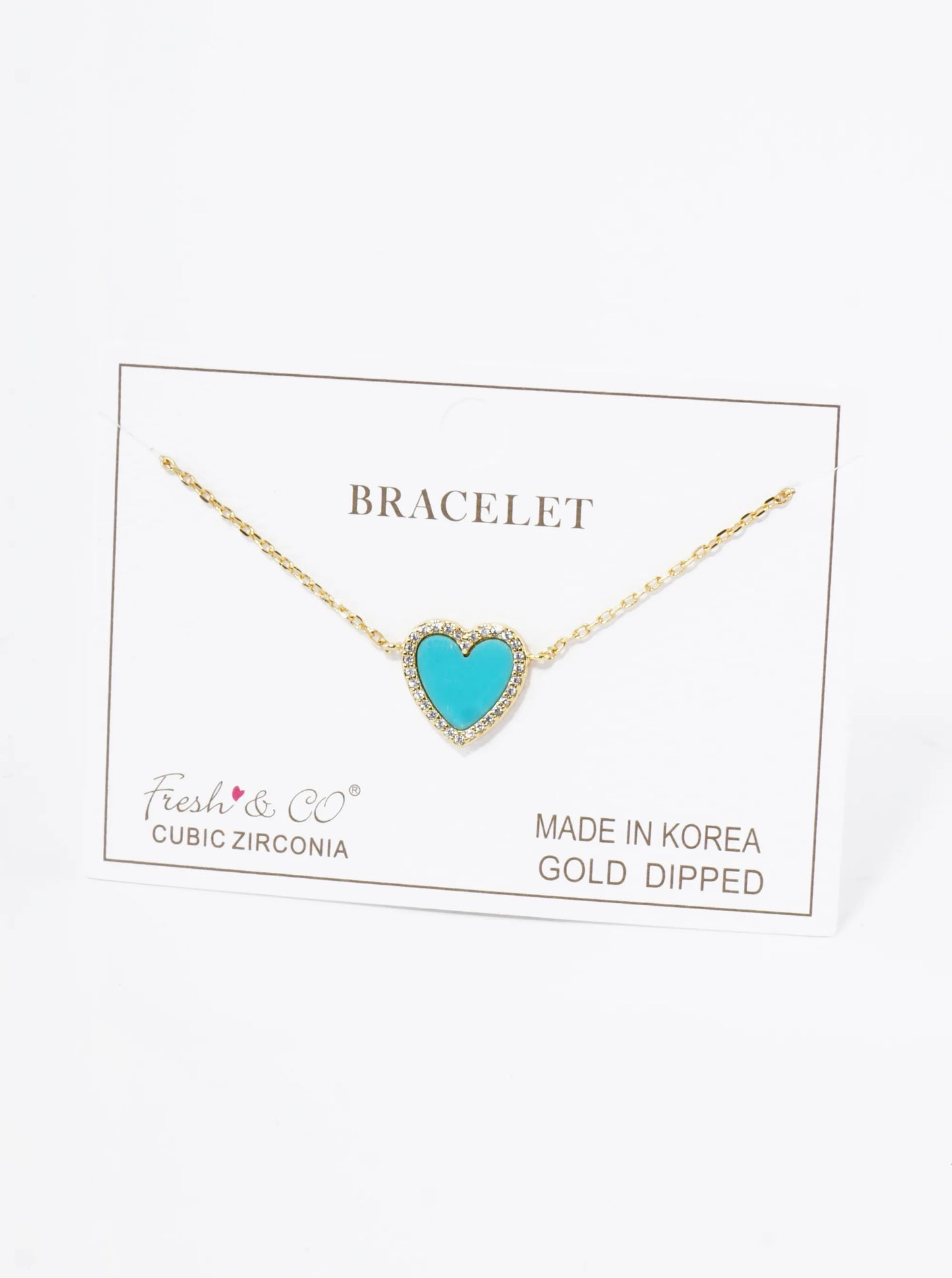 18K Gold Dipped 13mm Pave Set Cubic Zirconia Heart Chain Bracelet