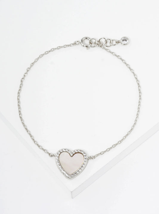 18K Gold Dipped 13mm Pave Set Cubic Zirconia Heart Chain Bracelet