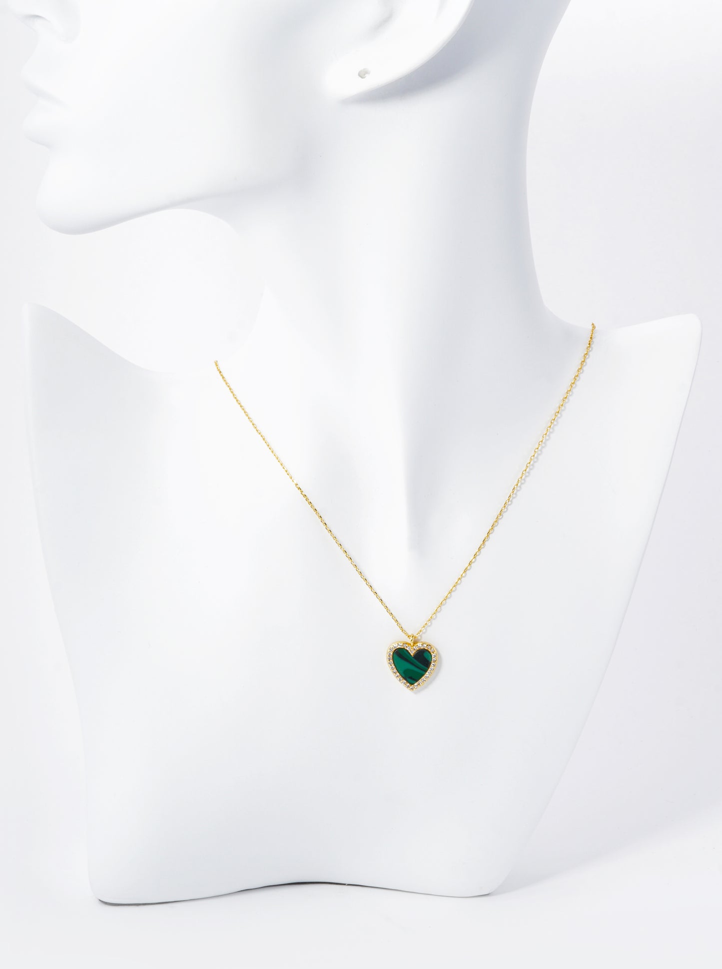 18K Gold Dipped 13mm Pave Set Cubic Zirconia Heart Pendant Necklace