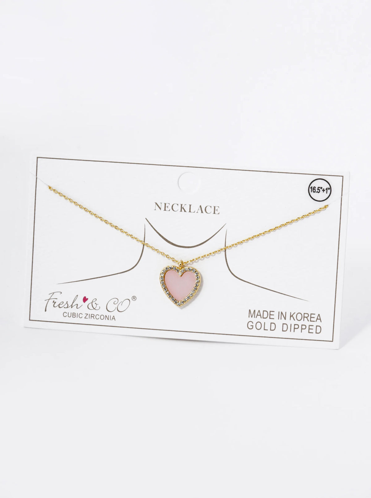 18K Gold Dipped 13mm Pave Set Cubic Zirconia Heart Pendant Necklace
