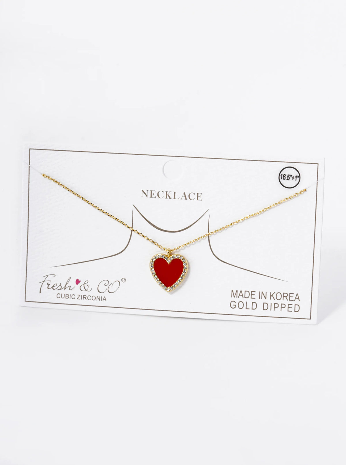 18K Gold Dipped 13mm Pave Set Cubic Zirconia Heart Pendant Necklace