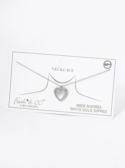 18K Gold Dipped 13mm Pave Set Cubic Zirconia Heart Pendant Necklace