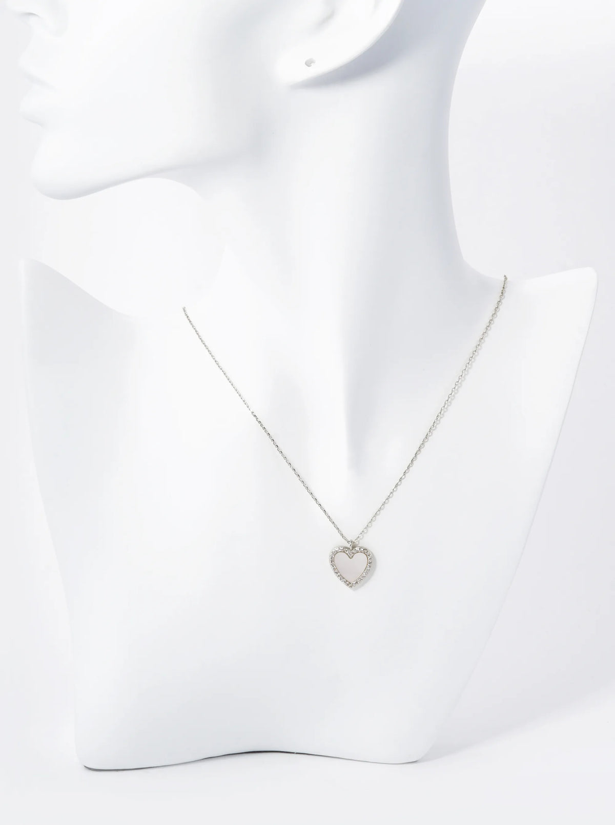 18K Gold Dipped 13mm Pave Set Cubic Zirconia Heart Pendant Necklace