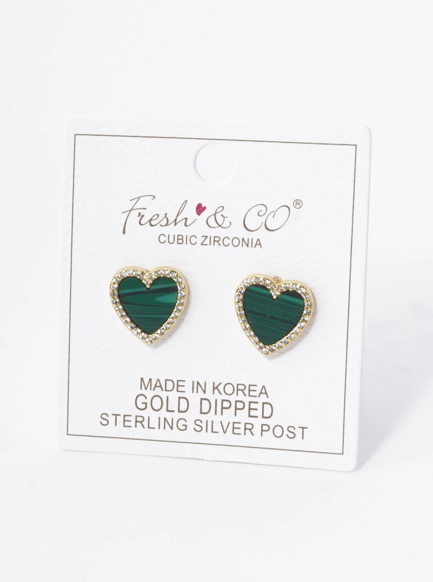 18K Gold Dipped 13mm Pave Set Cubic Zirconia Heart Stud Earrings