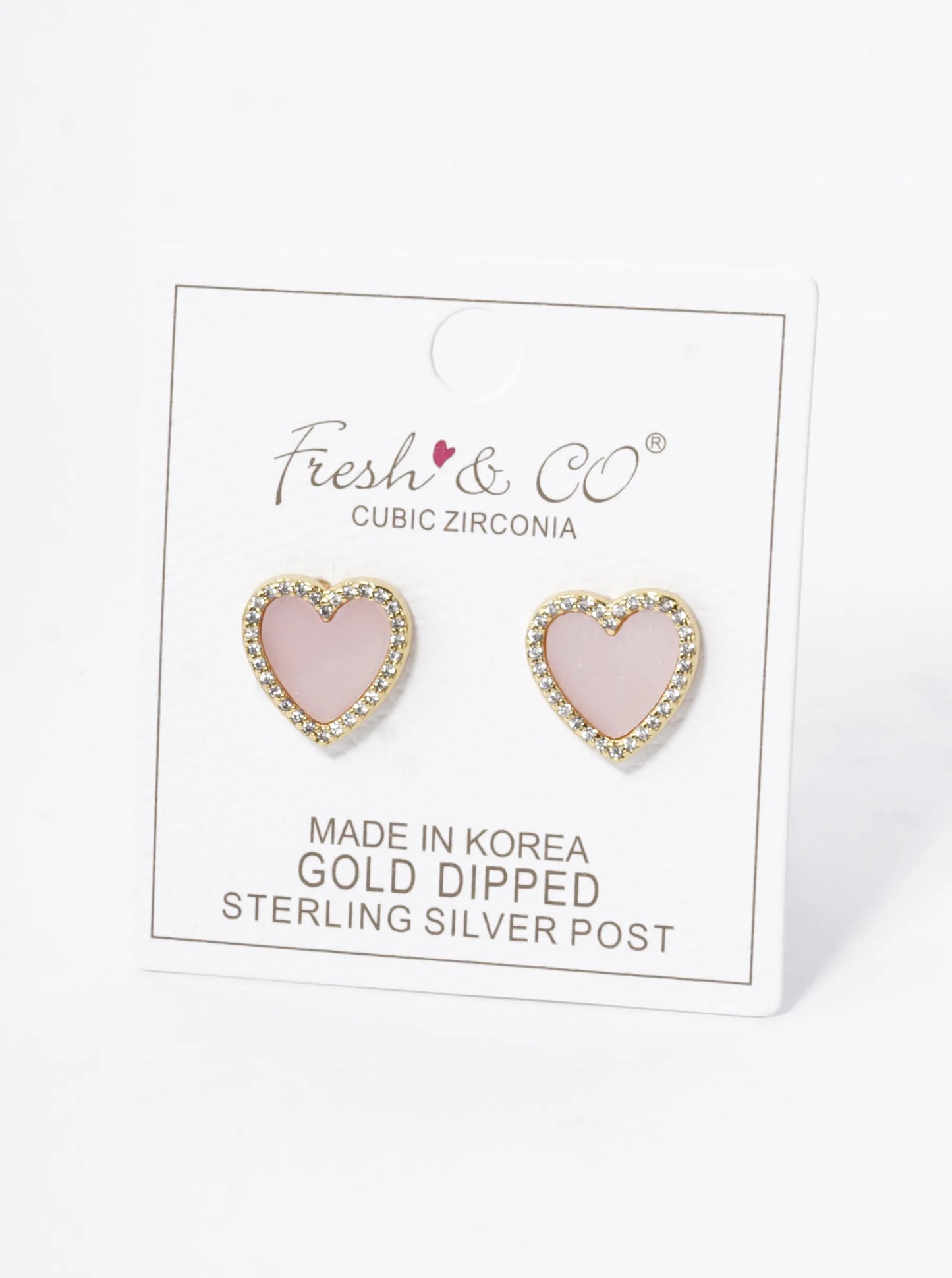 18K Gold Dipped 13mm Pave Set Cubic Zirconia Heart Stud Earrings